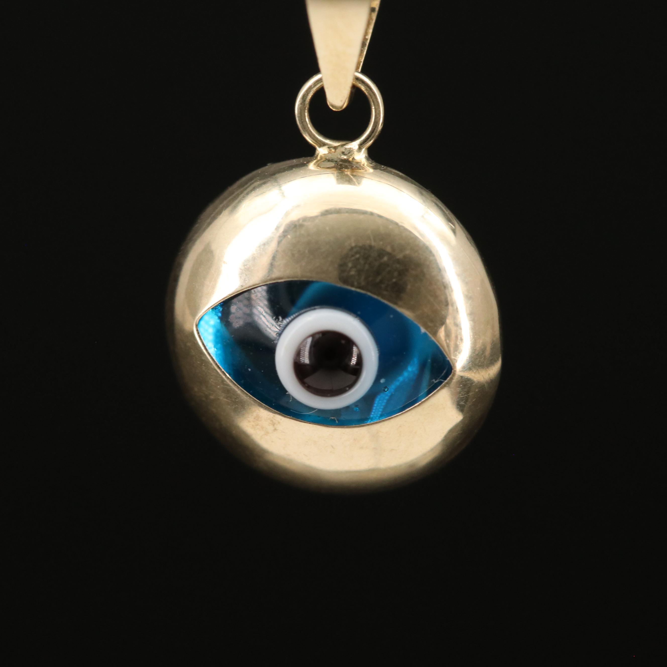 14K Glass Evil Eye Pendant