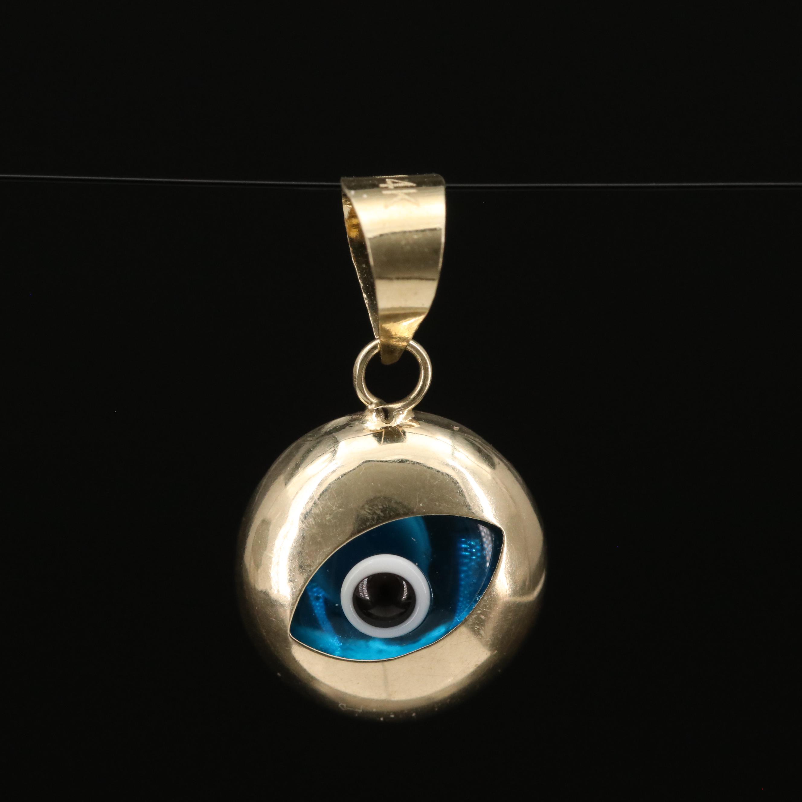 14K Glass Evil Eye Pendant
