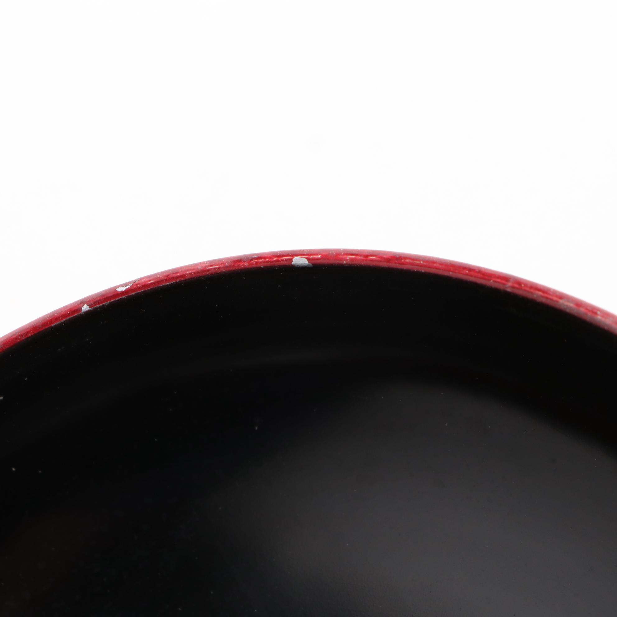 East Asian Lacquerware Lidded Box with Guardian Lion Motif