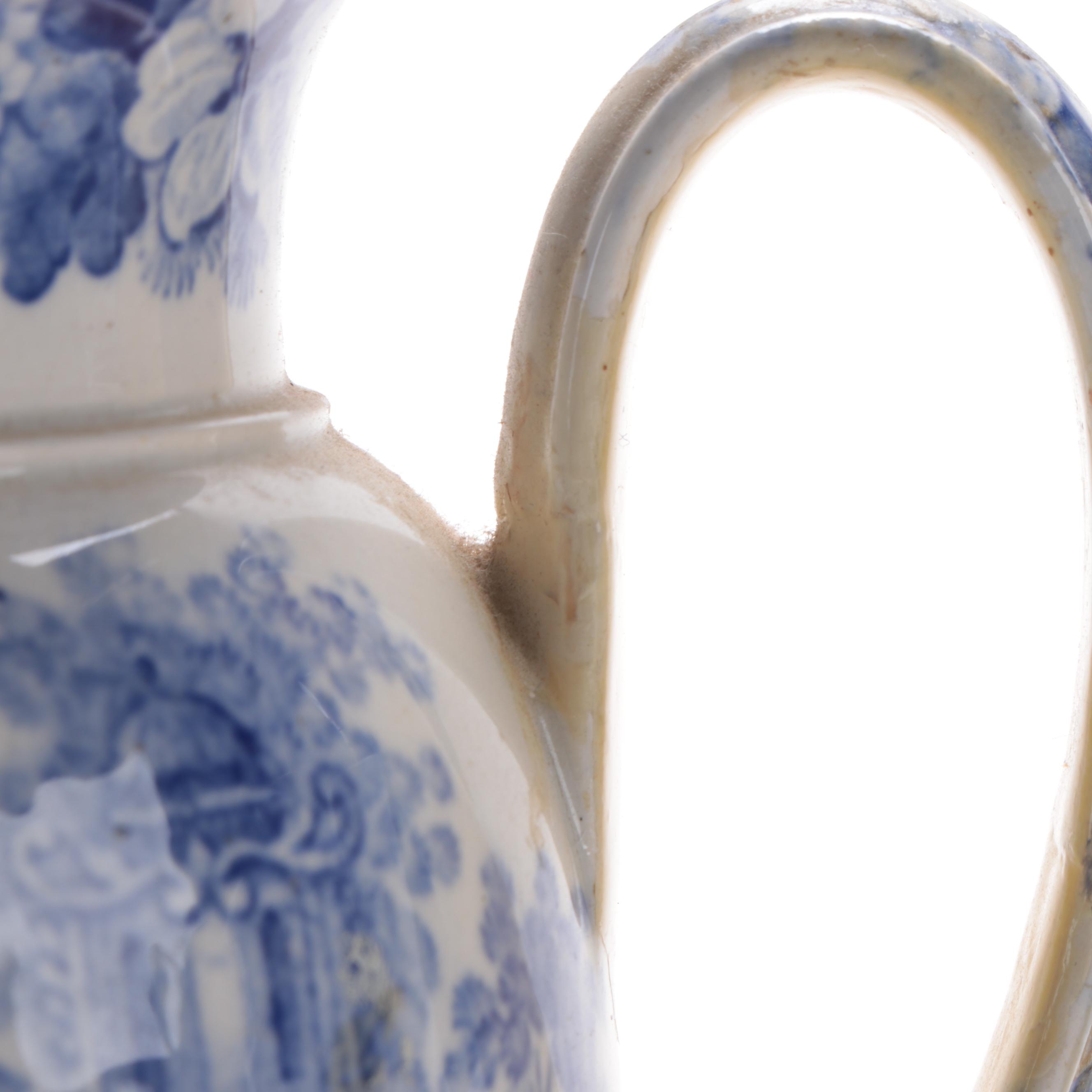 Wedgwood "Fallow Deer"  and Other  Blue and White Transferware Chocolate Pot