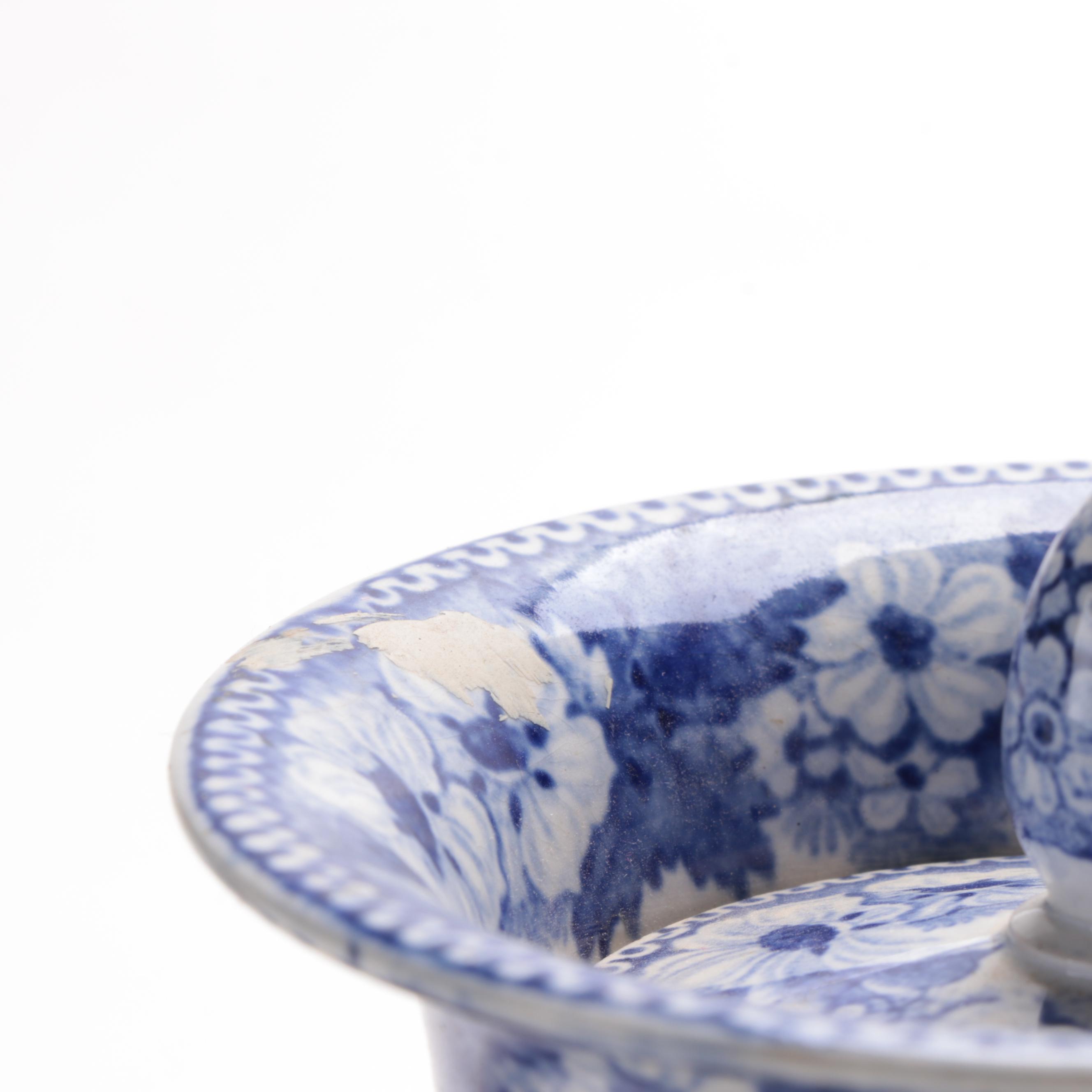 Wedgwood "Fallow Deer"  and Other  Blue and White Transferware Chocolate Pot