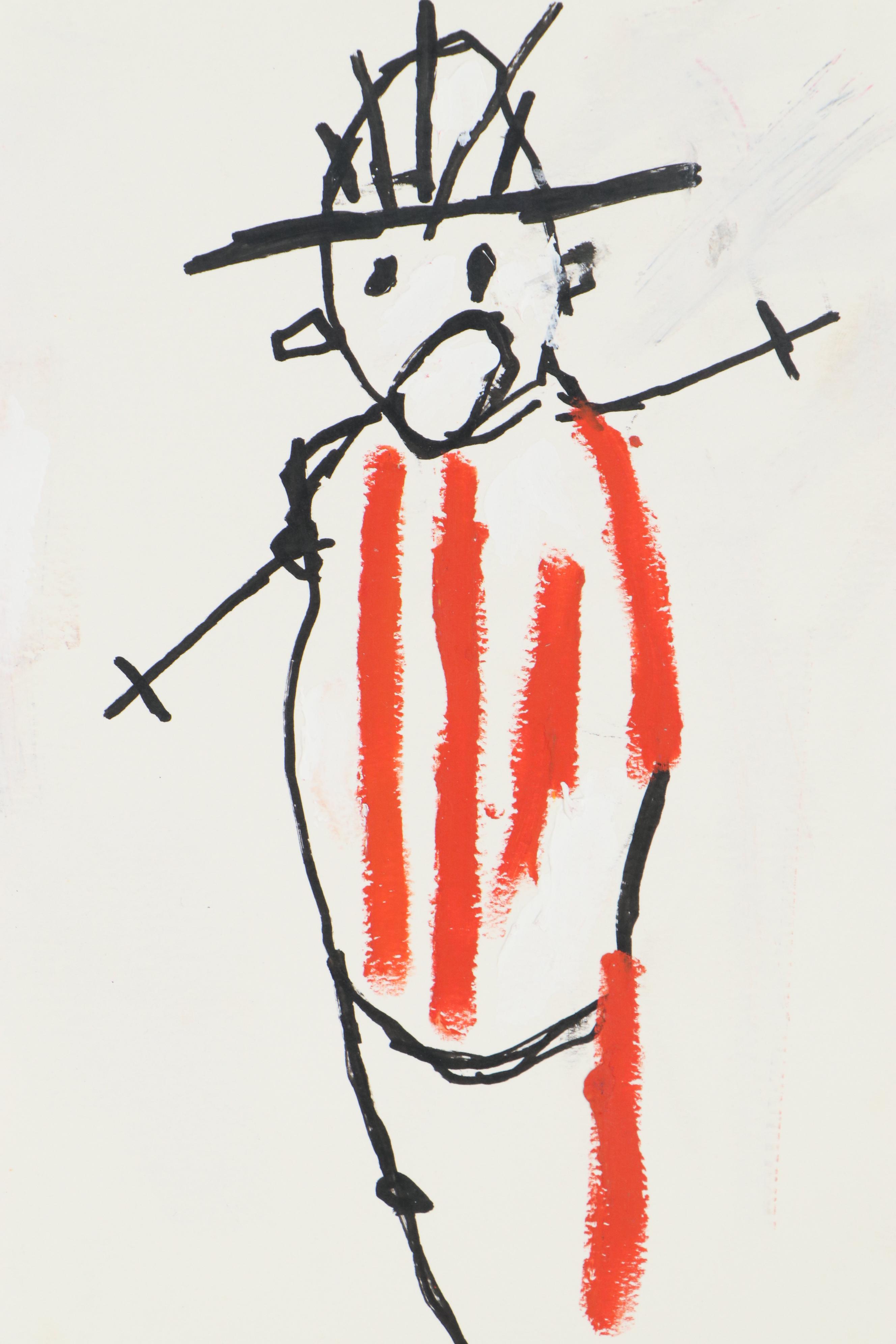 Edward Goss Outsider Art Acrylic Painting of Figure, 21st Century