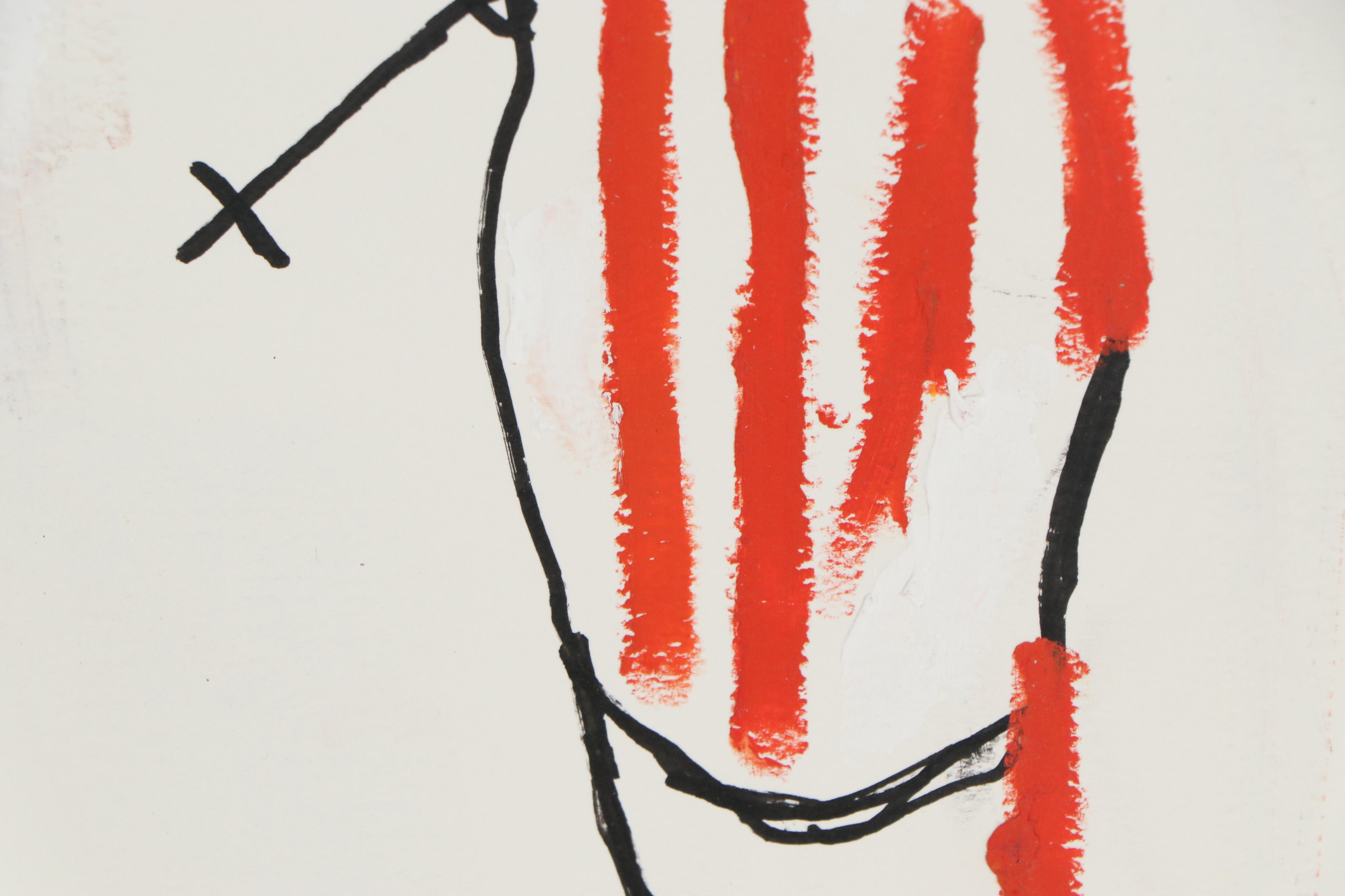 Edward Goss Outsider Art Acrylic Painting of Figure, 21st Century