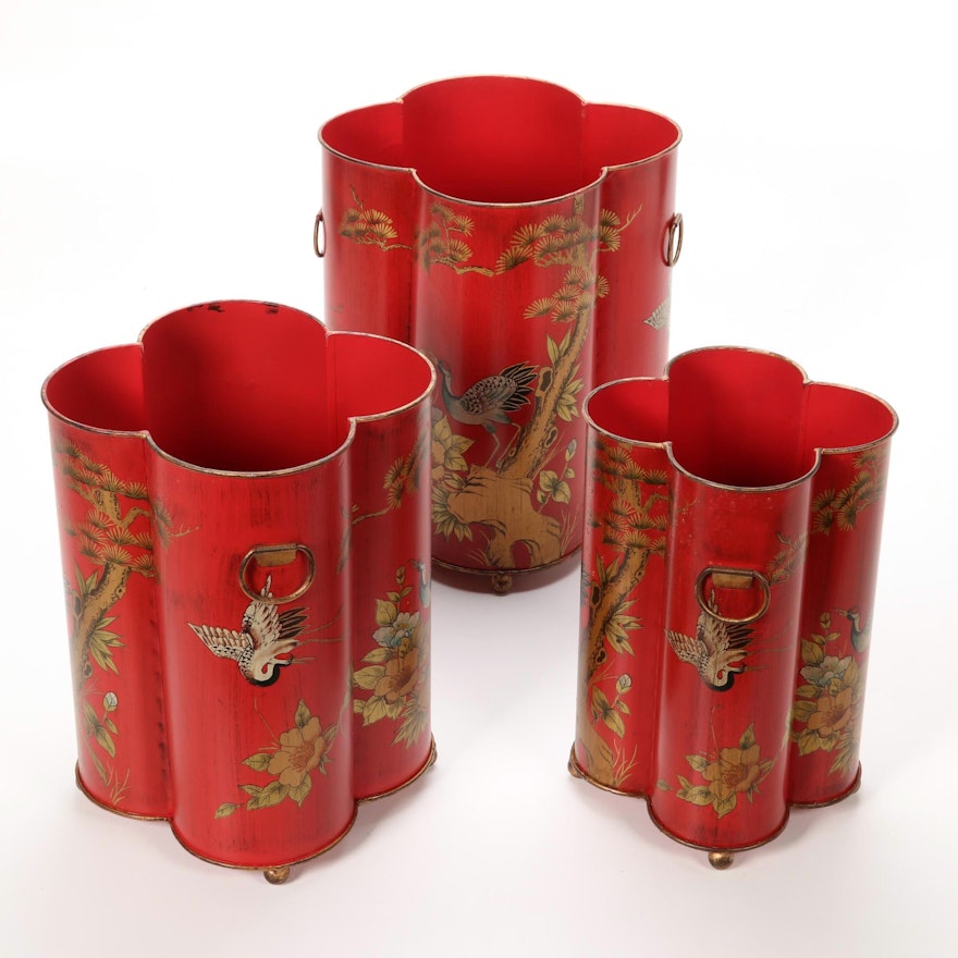 Nesting Umbrella Stand Set with Painted Storks