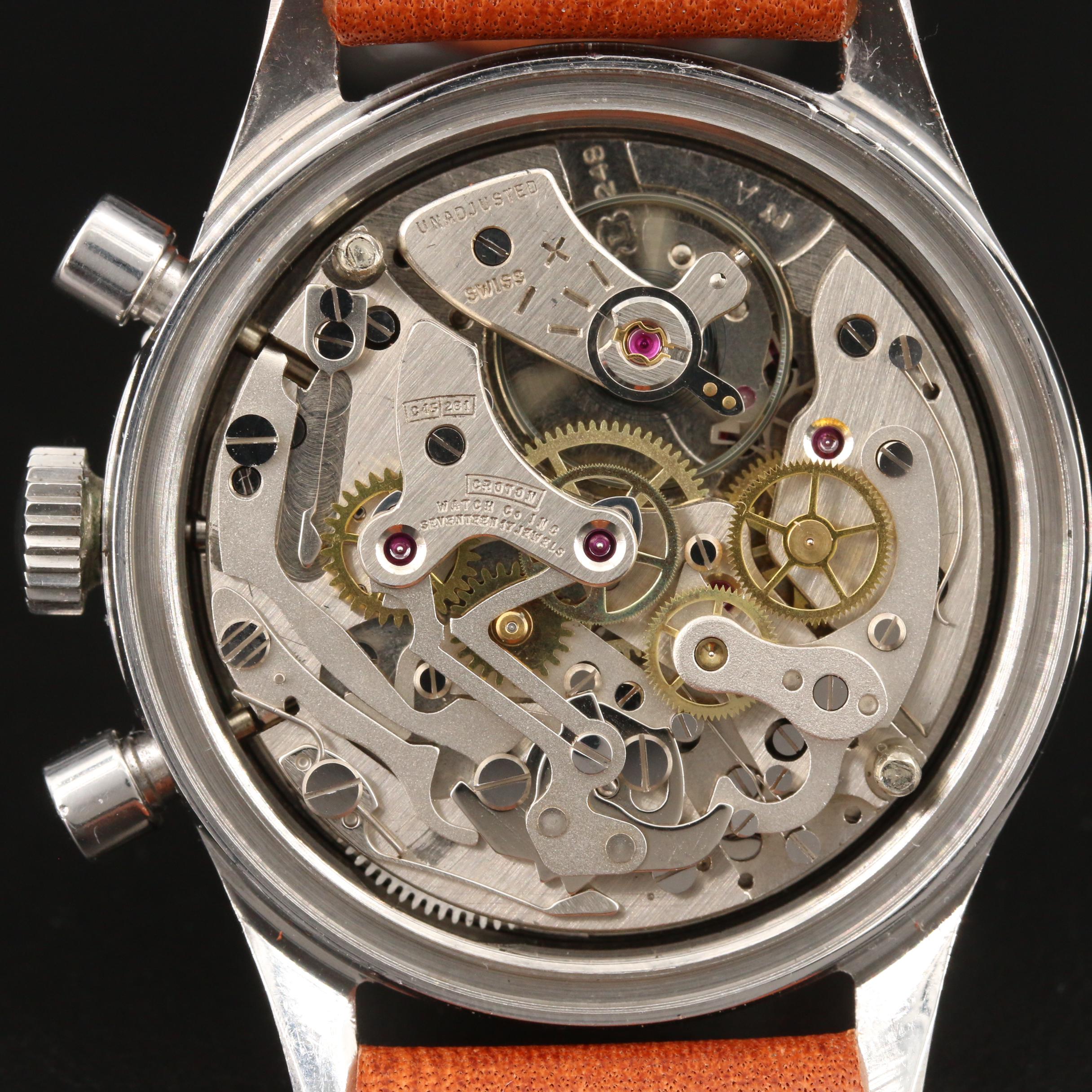 Vintage Croton Chronomaster Aviator Sea Diver Stem Wind Watch