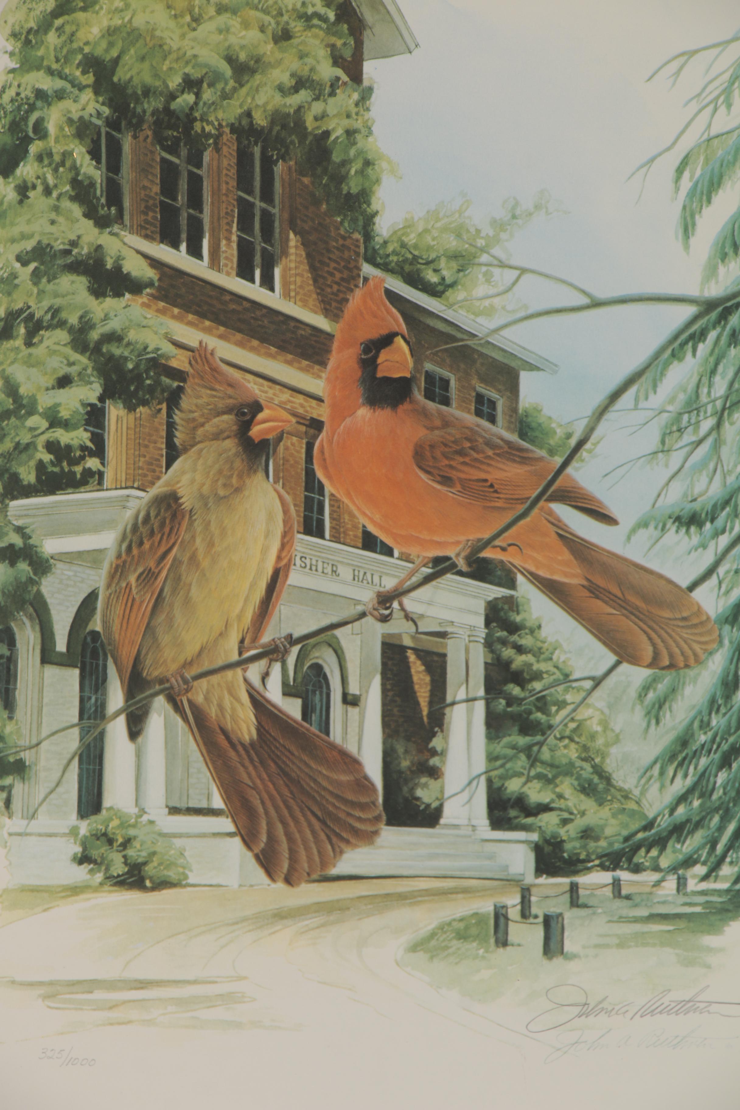 John A. Ruthven Offset Lithograph "Cardinals," Late 20th Century