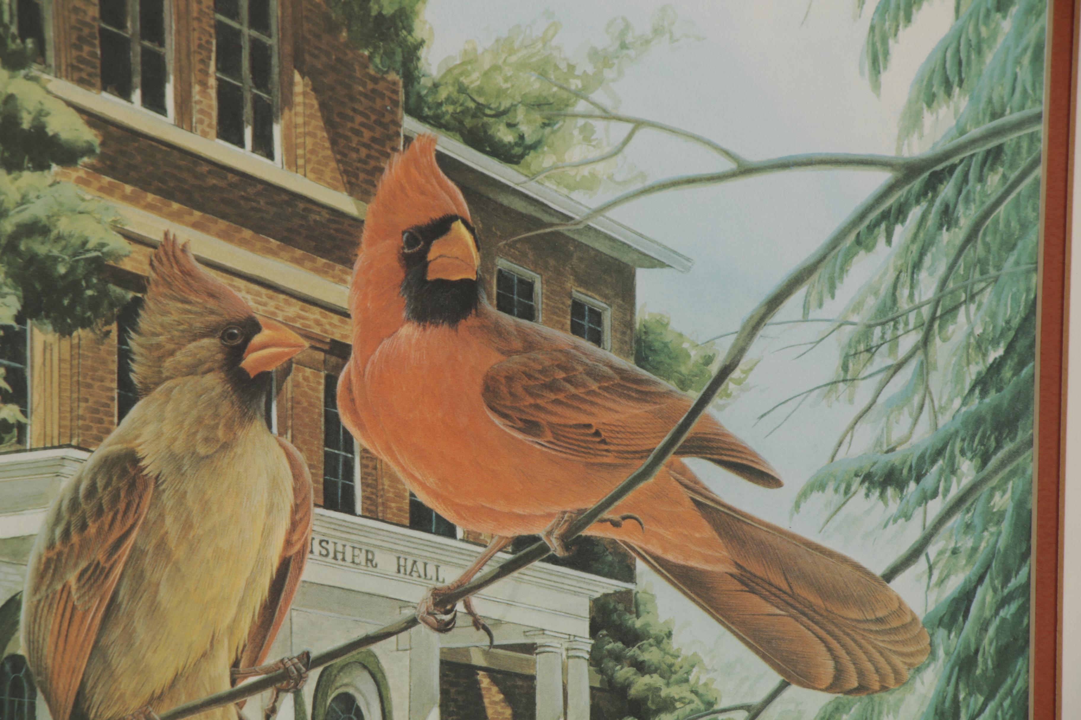 John A. Ruthven Offset Lithograph "Cardinals," Late 20th Century