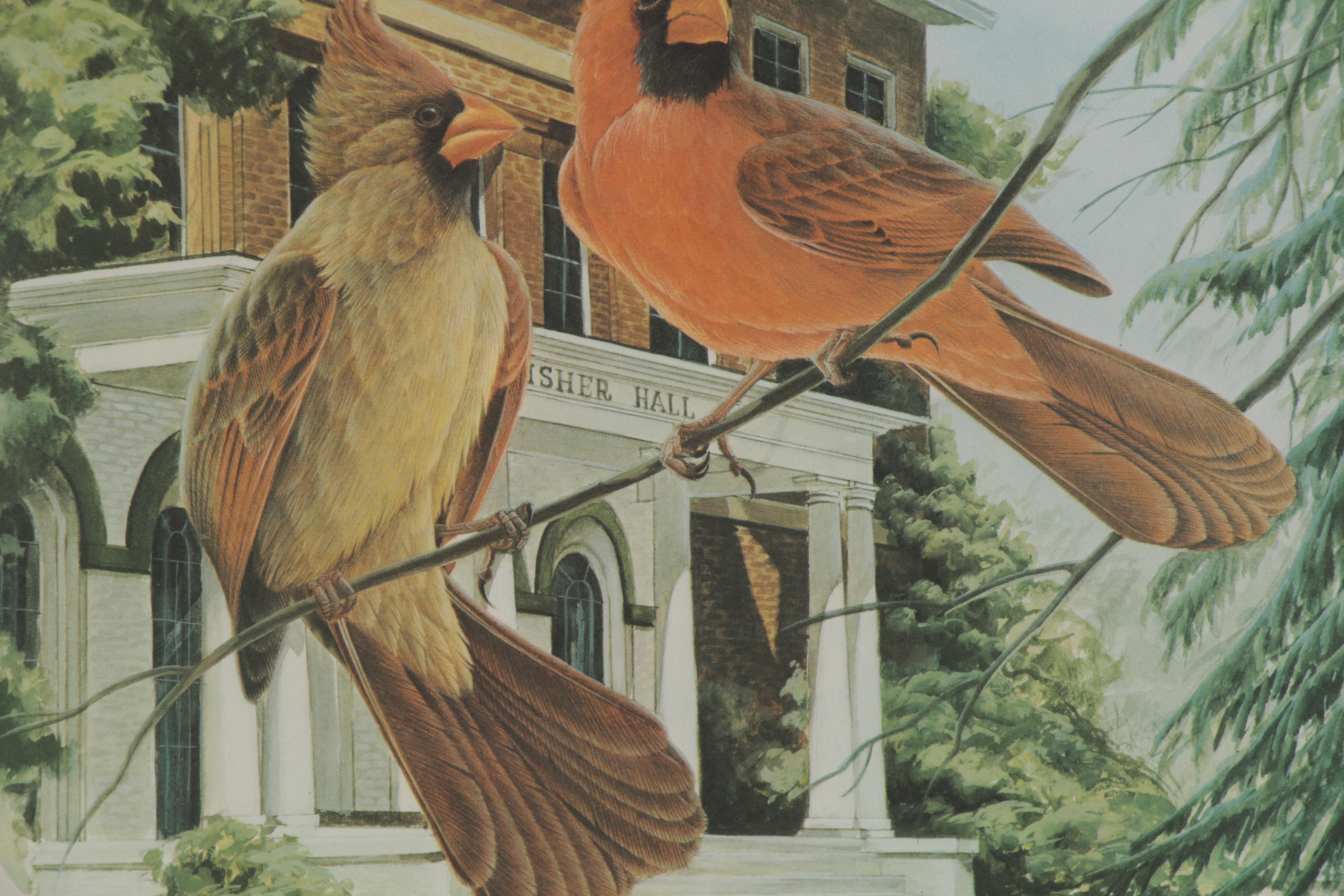 John A. Ruthven Offset Lithograph "Cardinals," Late 20th Century