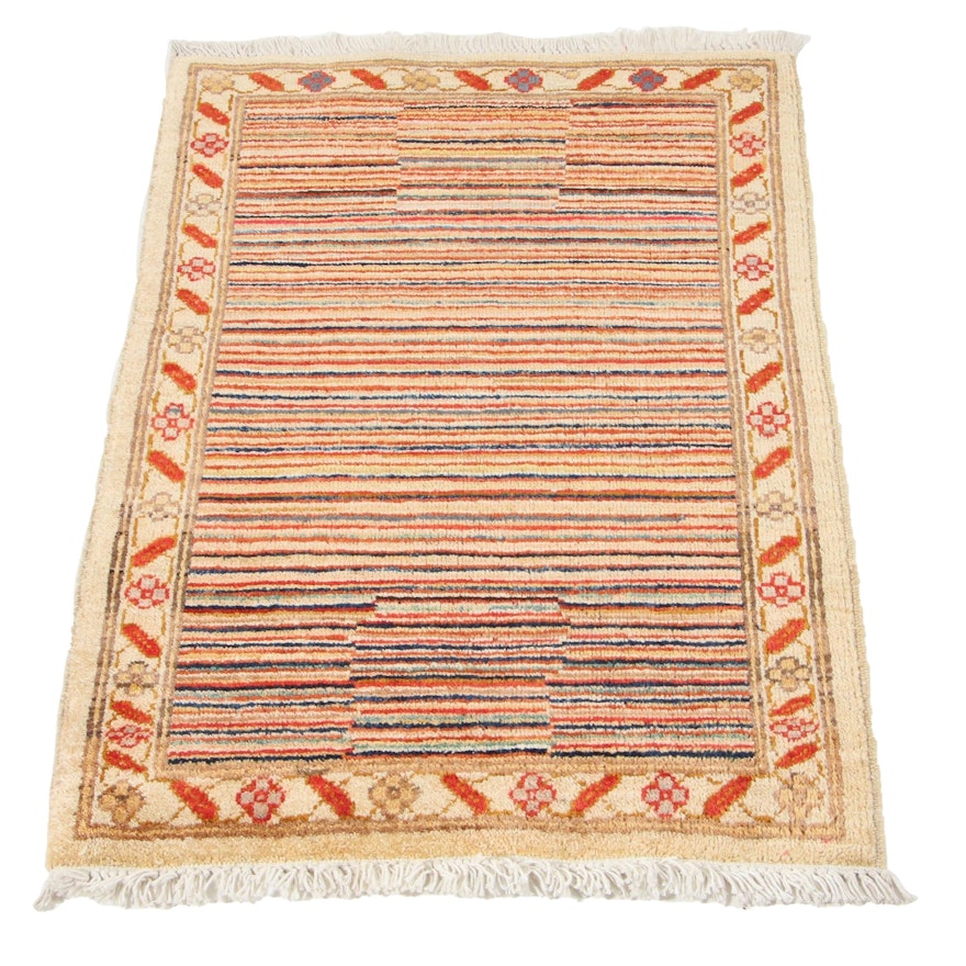 2'0 x 3'1 Hand-Knotted Afghan Gabbeh Rug, 21st Century