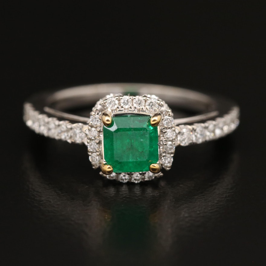 18K Emerald and Diamond Ring