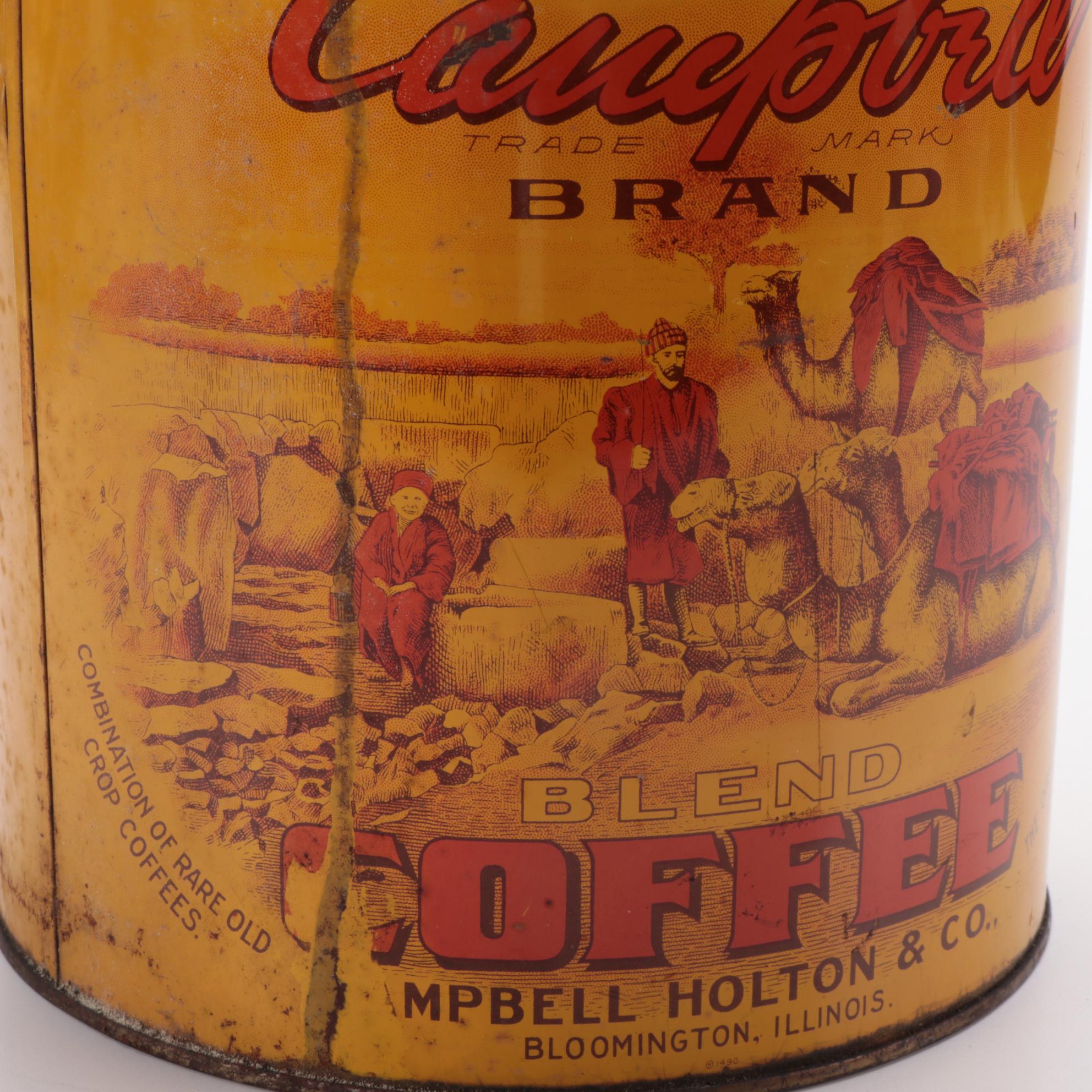 Campbell Holton & Co. "Campbell Blend Coffee" Tin Lithograph Can with Lid