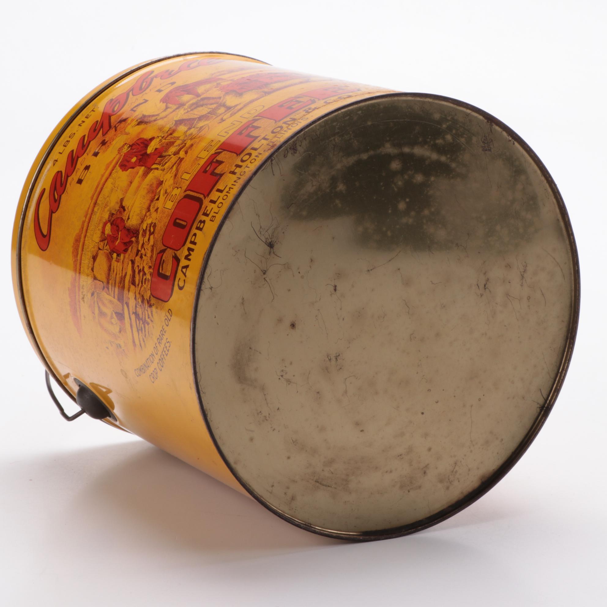 Campbell Holton & Co. "Campbell Blend Coffee" Tin Lithograph Can with Lid