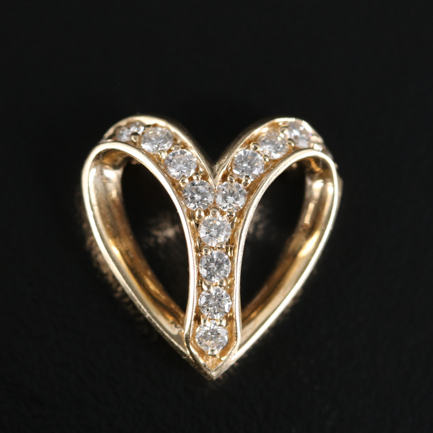 14K Diamond Heart Pendant