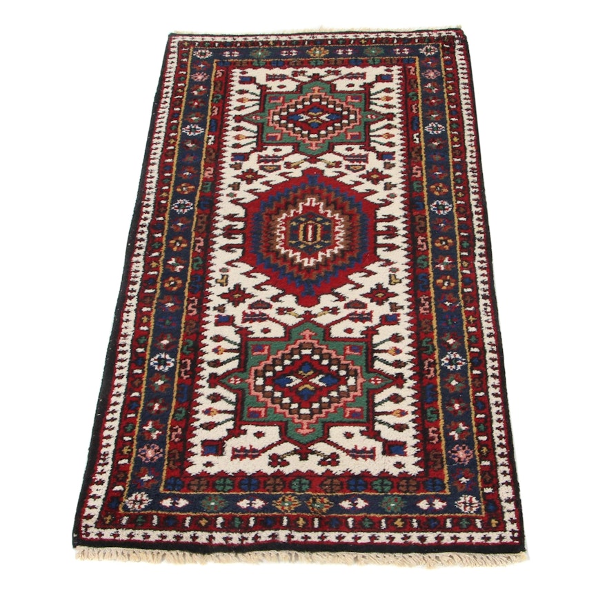 2'5 x 4'8 Hand-Knotted Indo-Persian Karaja Accent Rug, 1990s