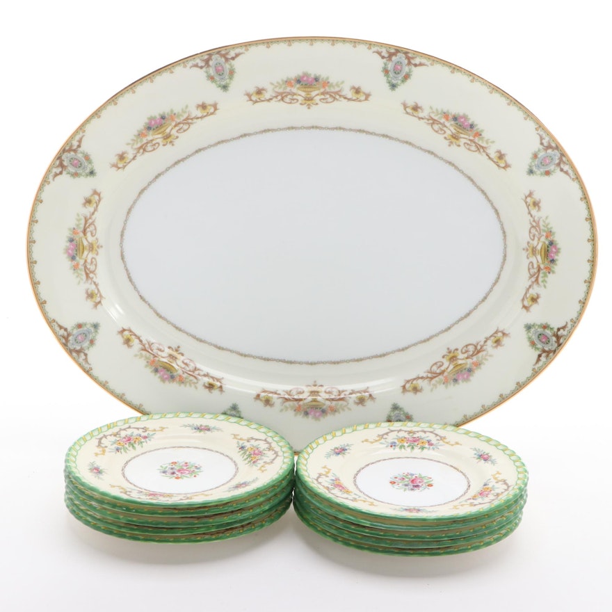 Mintons "Lady Hamilton" Bread and Butter Plates and Noritake "Arabella" Platter