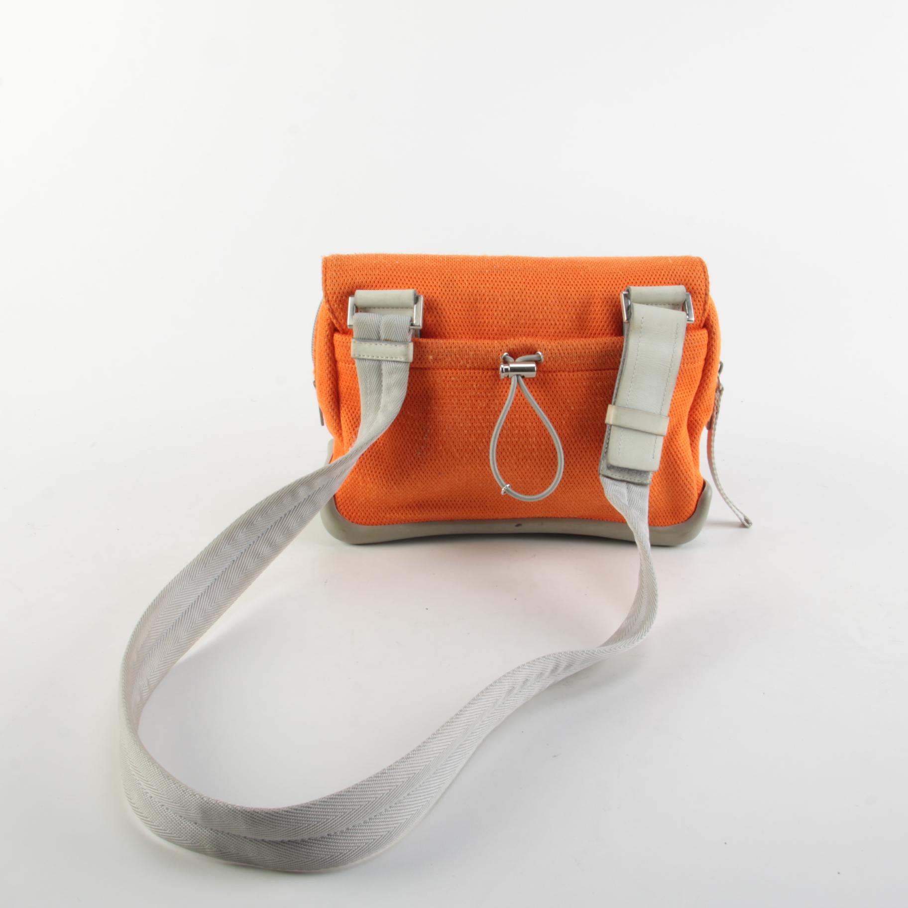 Prada Sport Orange and Gray Canvas Shoulder Bag