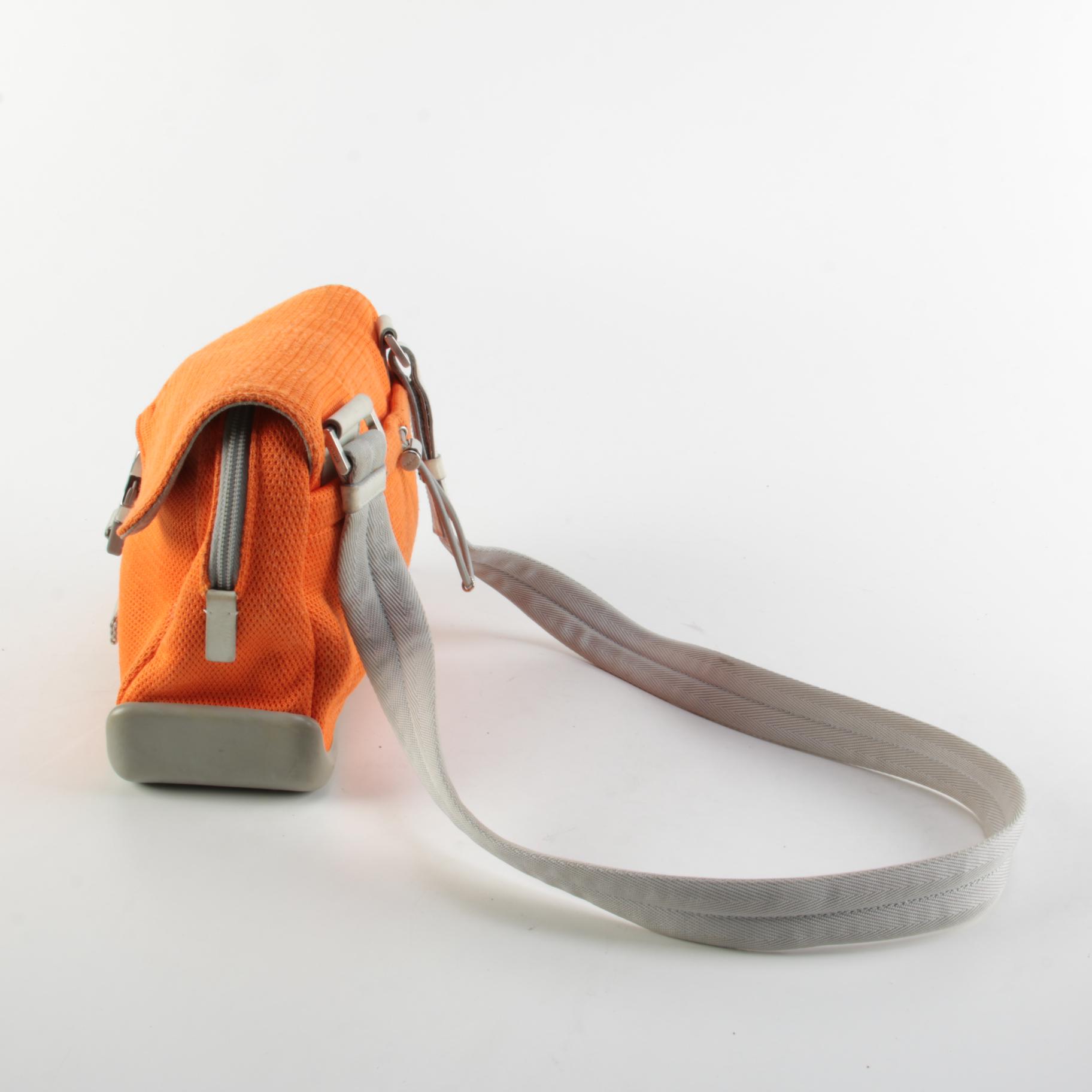 Prada Sport Orange and Gray Canvas Shoulder Bag
