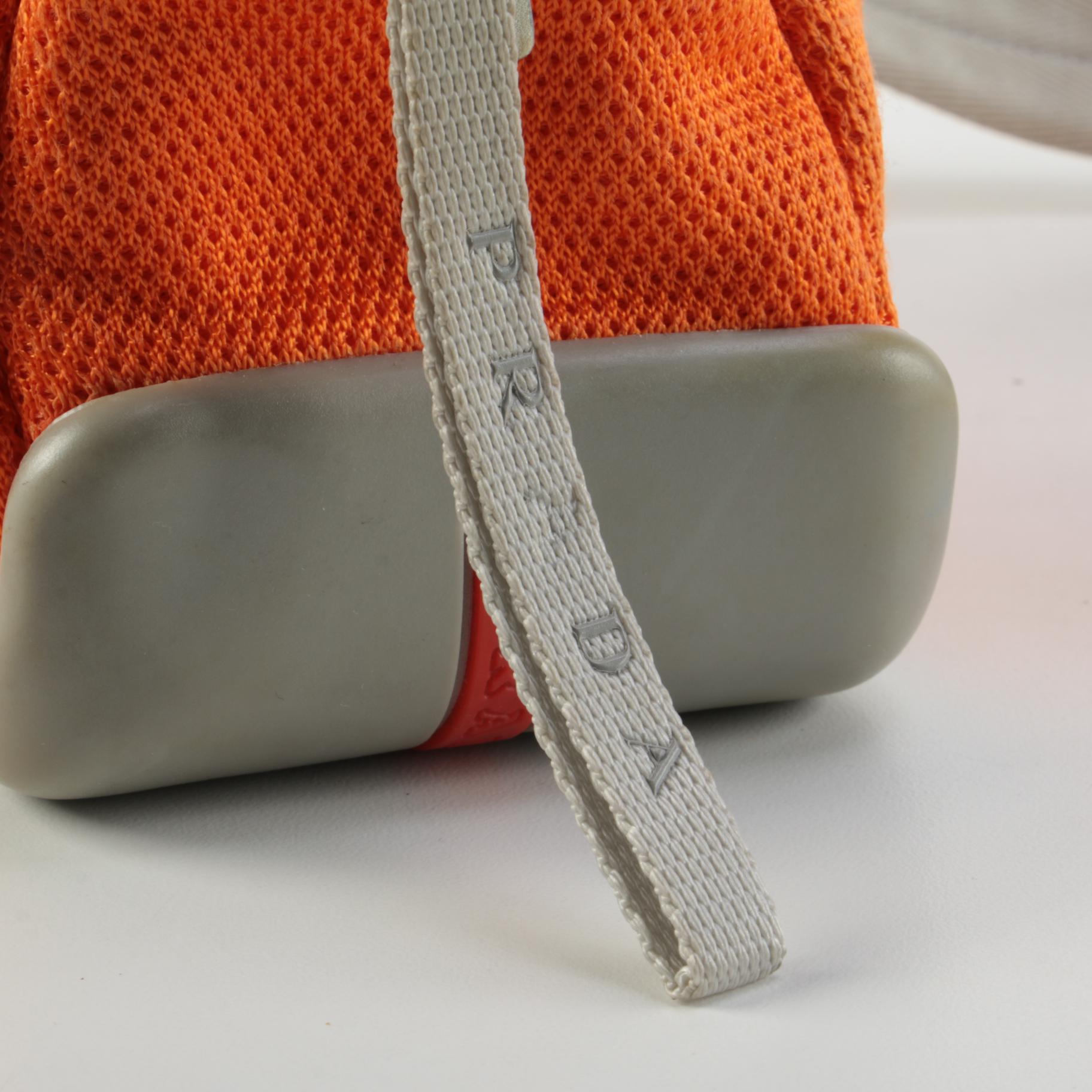 Prada Sport Orange and Gray Canvas Shoulder Bag