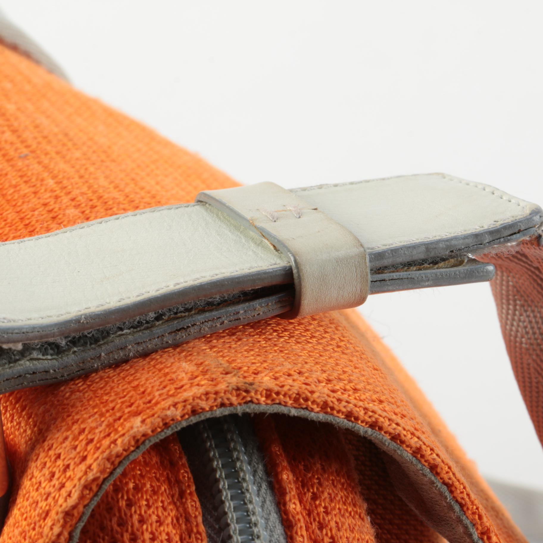Prada Sport Orange and Gray Canvas Shoulder Bag