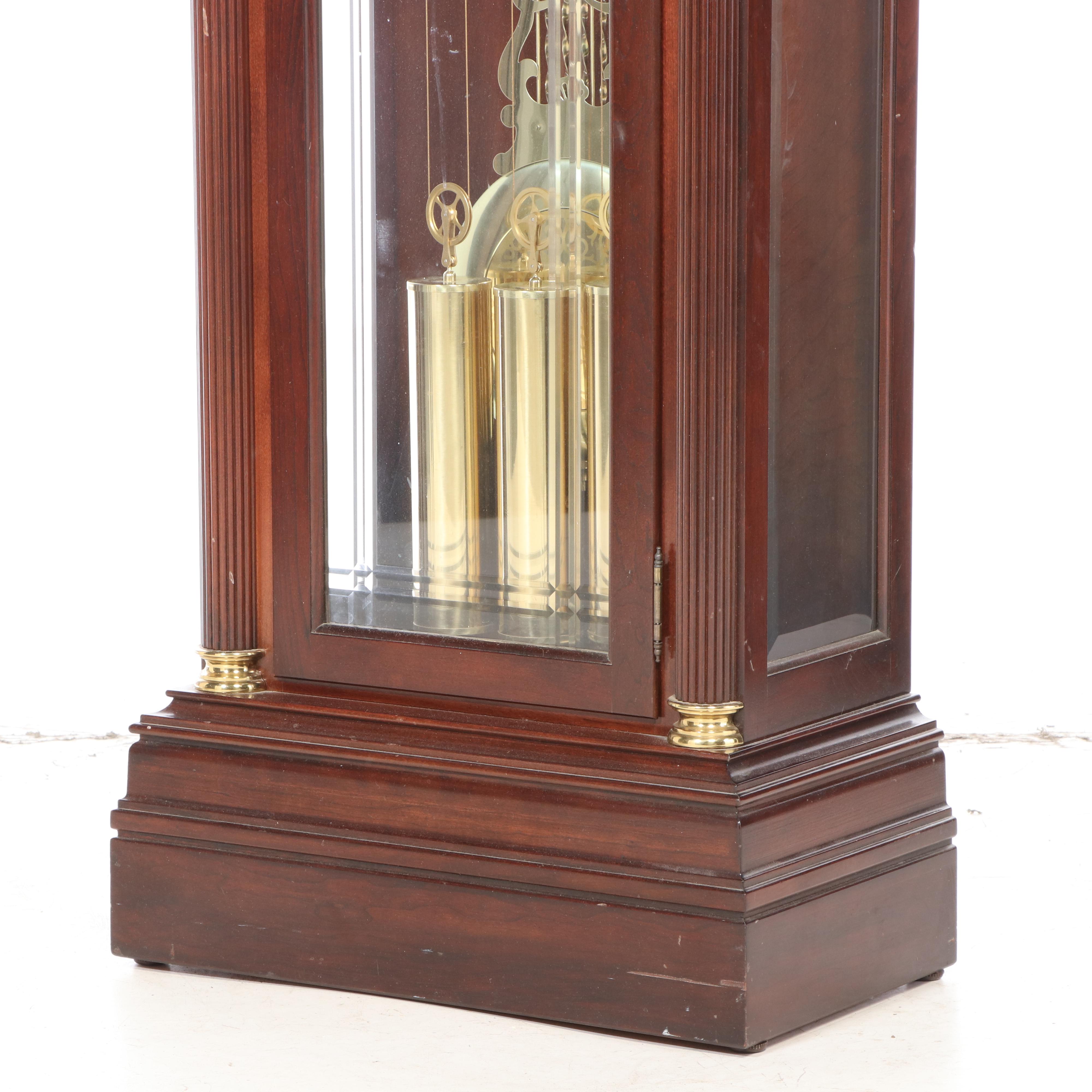 Sligh Federal Style Cherry Grandfather Clock, Late 20th Century