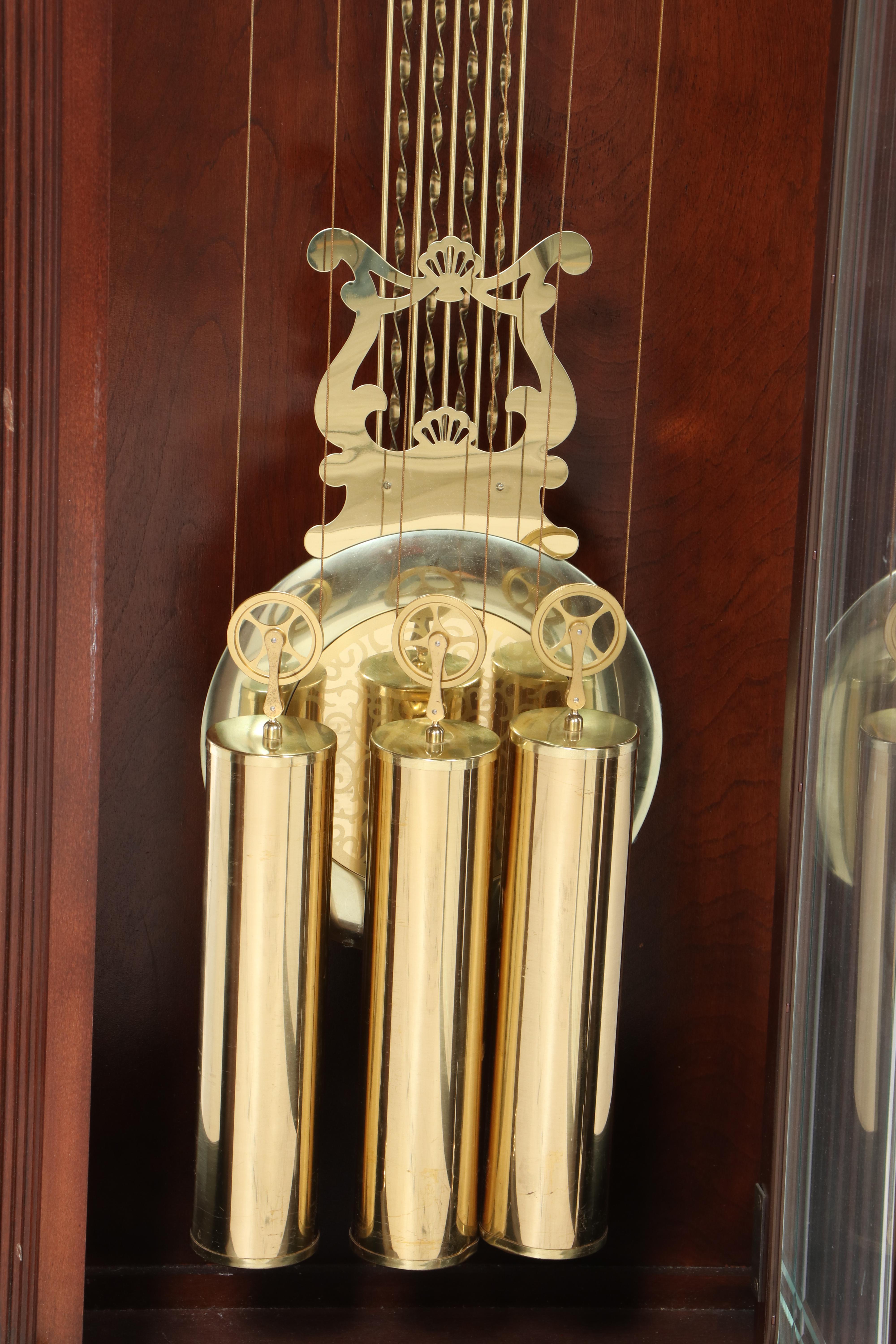 Sligh Federal Style Cherry Grandfather Clock, Late 20th Century