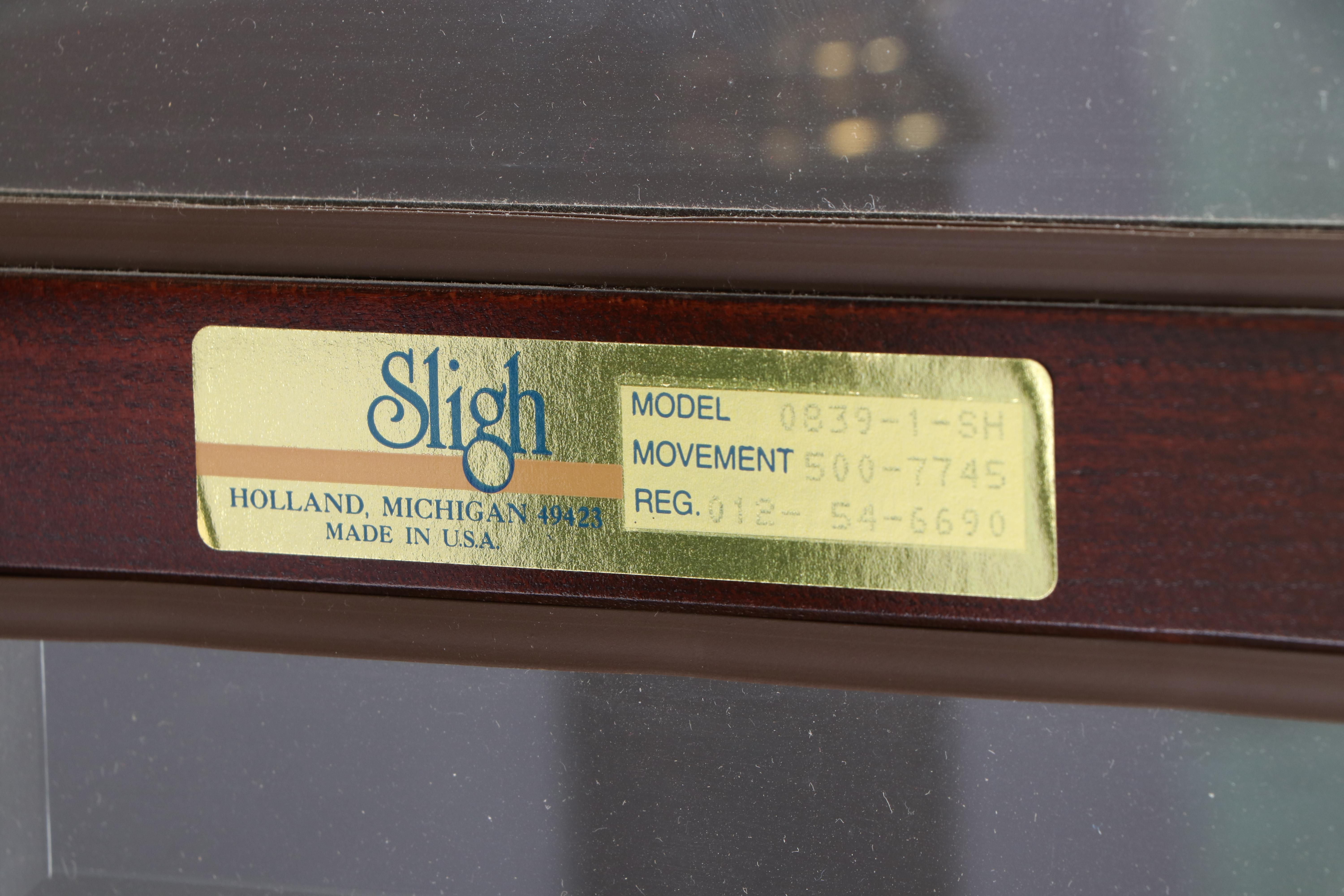 Sligh Federal Style Cherry Grandfather Clock, Late 20th Century