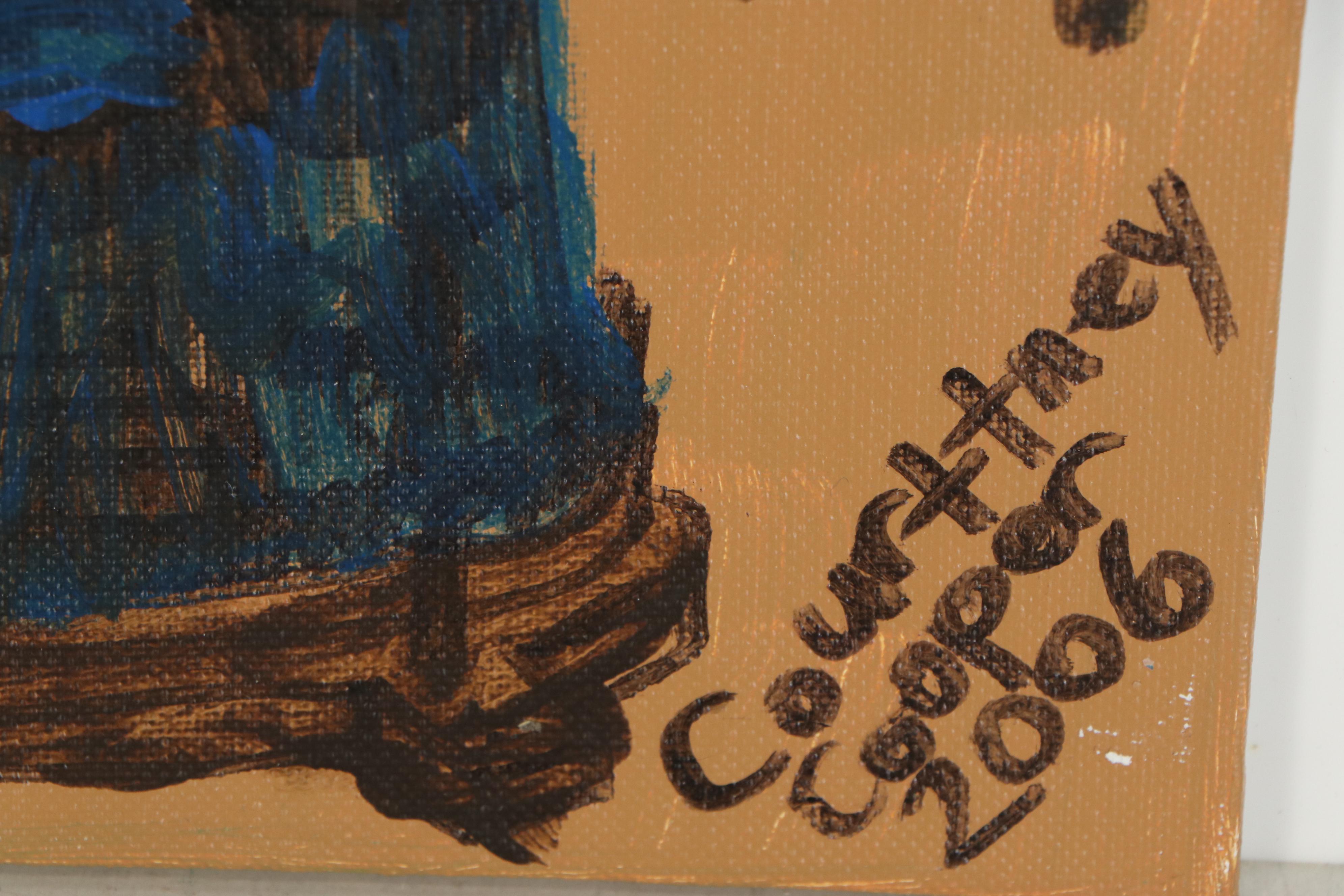 Courttney Cooper Folk Art Acrylic Painting of Fountain Square, 2006