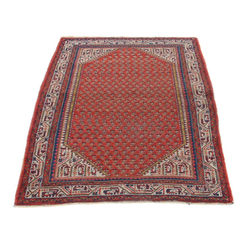 3'7 x 5' Hand-Knotted Persian Sarouk Mir Area Rug, 1970s