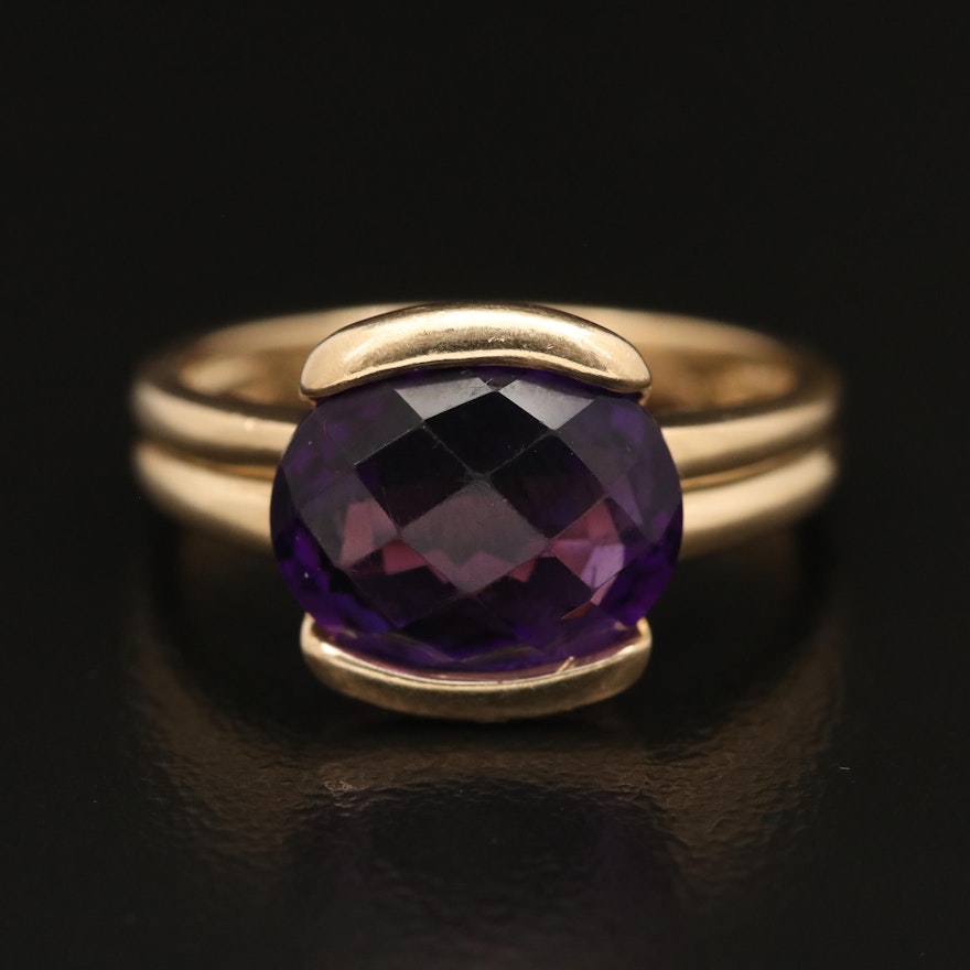 14K Amethyst Solitaire Ring