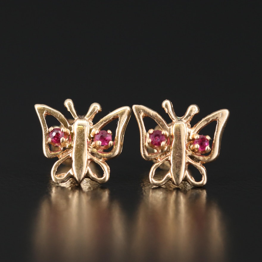 14K Ruby Butterfly Earrings