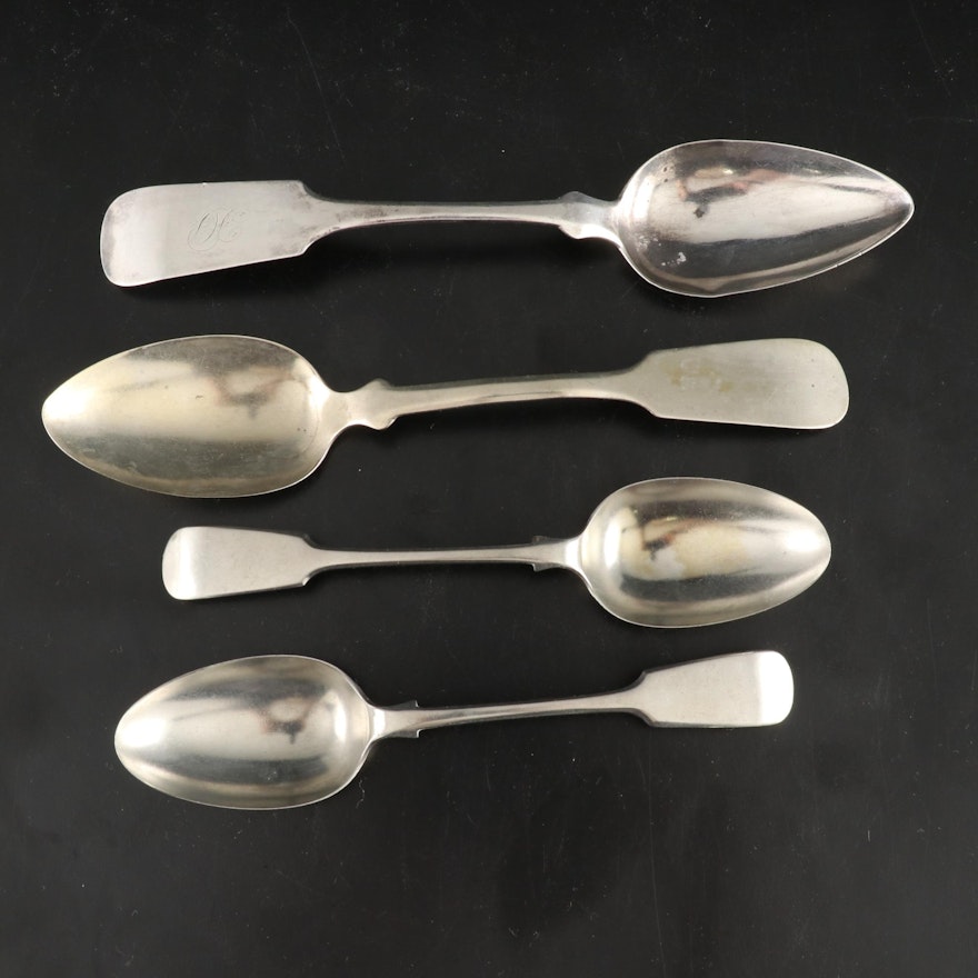 Hall and Elton Coin Silver with Other Sterling and Silver Plate Spoons