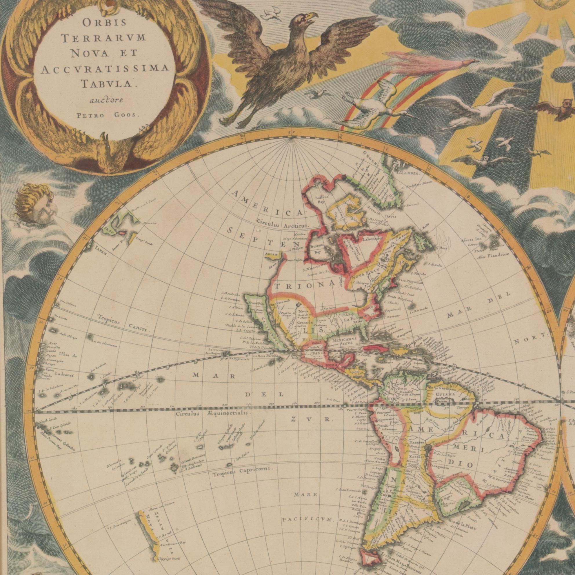 Halftone Map after Pieter Goos "Nieuwe Werelt Kaert" from "De Zee Atlas"