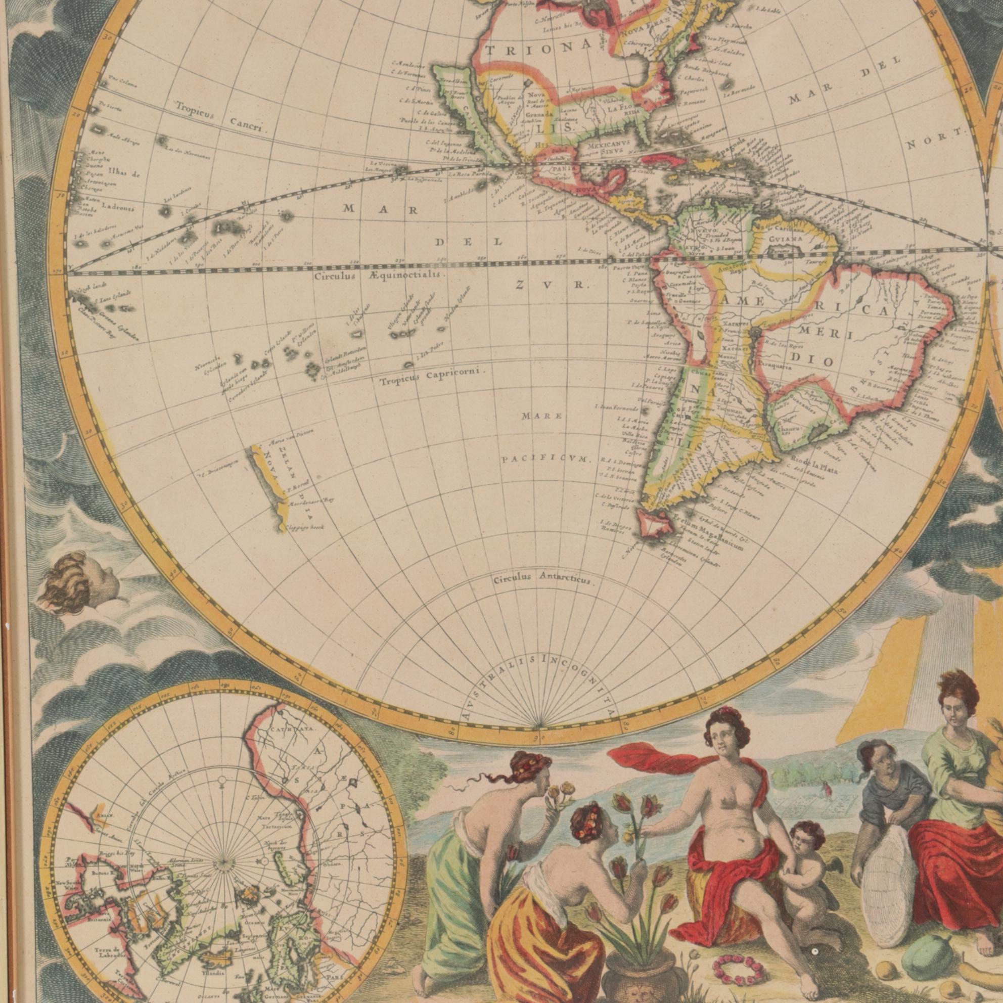 Halftone Map after Pieter Goos "Nieuwe Werelt Kaert" from "De Zee Atlas"