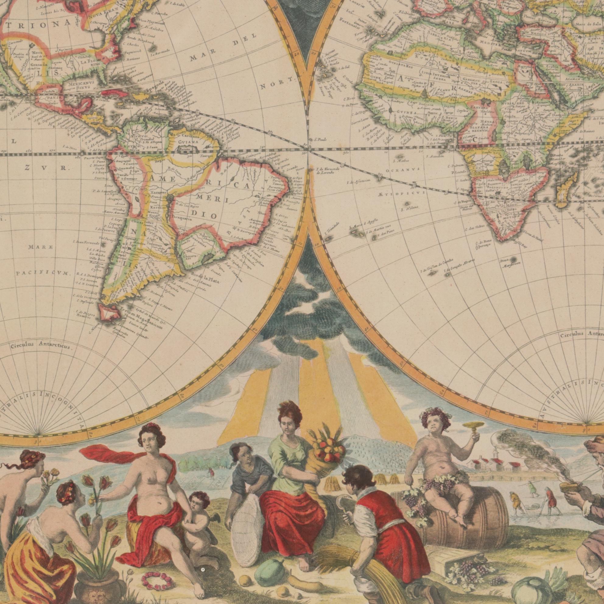 Halftone Map after Pieter Goos "Nieuwe Werelt Kaert" from "De Zee Atlas"