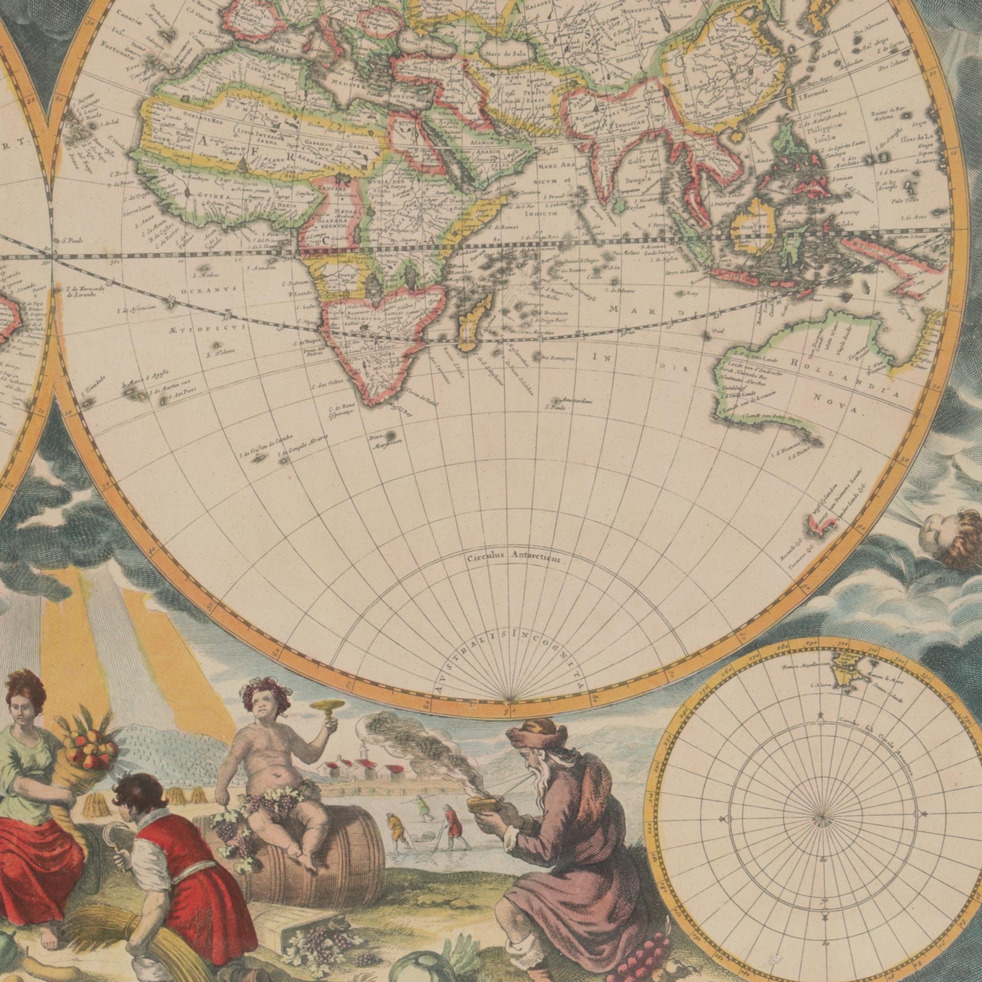 Halftone Map after Pieter Goos "Nieuwe Werelt Kaert" from "De Zee Atlas"