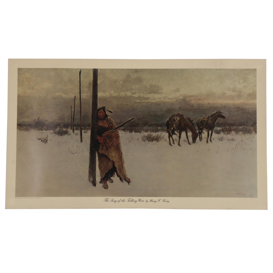 Offset Lithograph after Henry F. Farny "The Song of the Talking Wire"