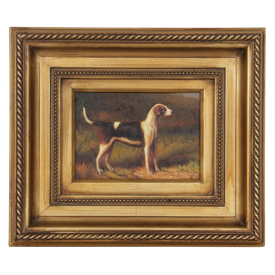 Oil Painting of Hunting Dog