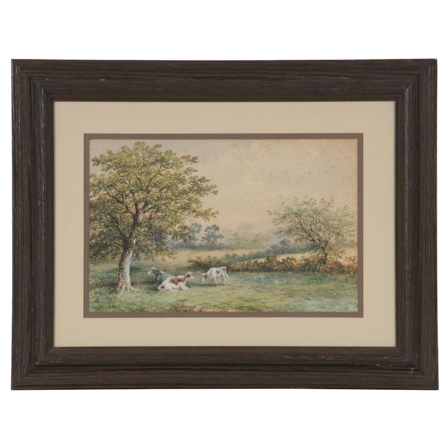 English Pastoral Scene Watercolor Painting