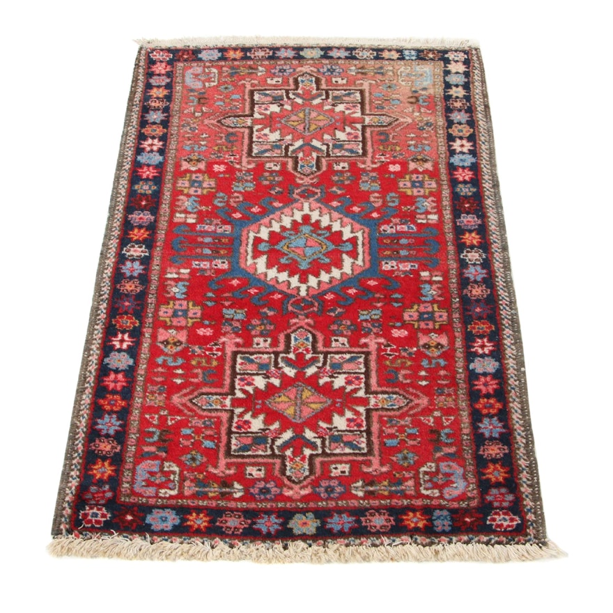 2'6 x 4'1 Hand-Knotted Persian Karaja Accent Rug, 1940s