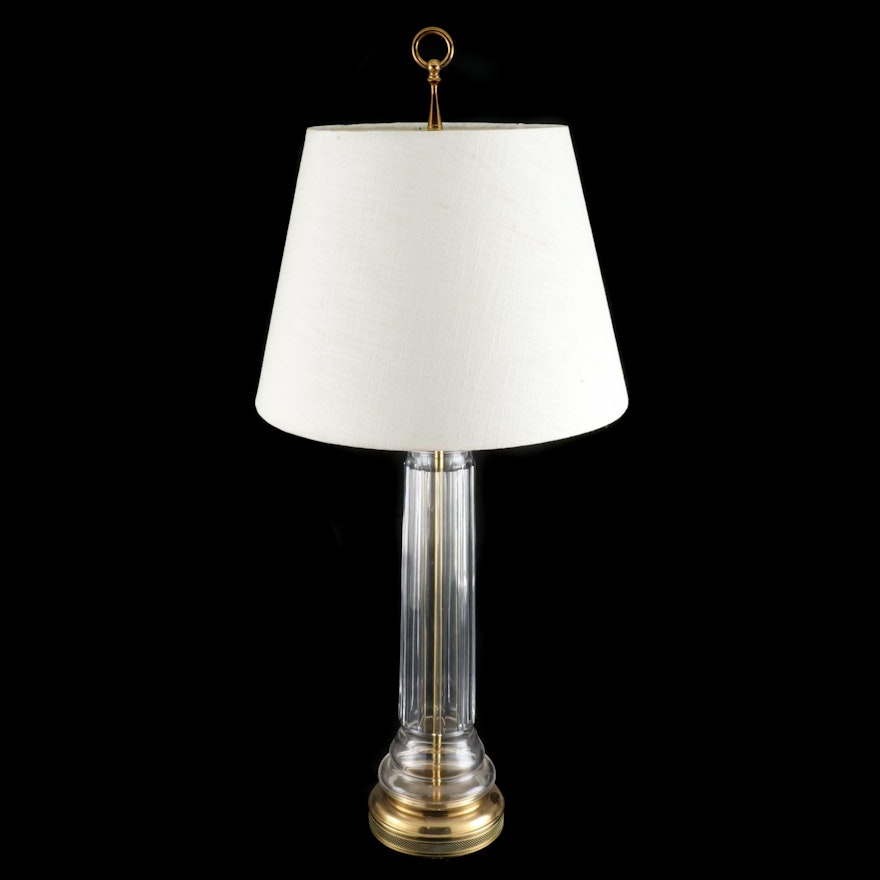 Brass and Glass Column Table Lamp, Late 20th/21st Century