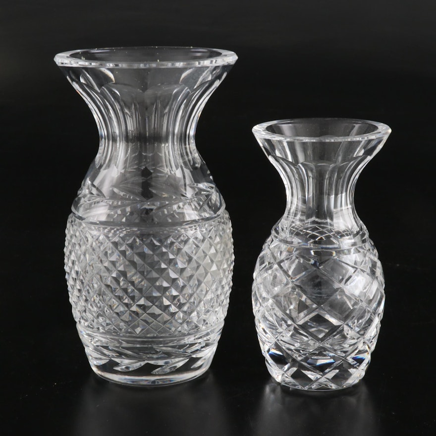 Waterford Crystal "Glandore" and "Colleen" Flower Vases, Late 20th Century