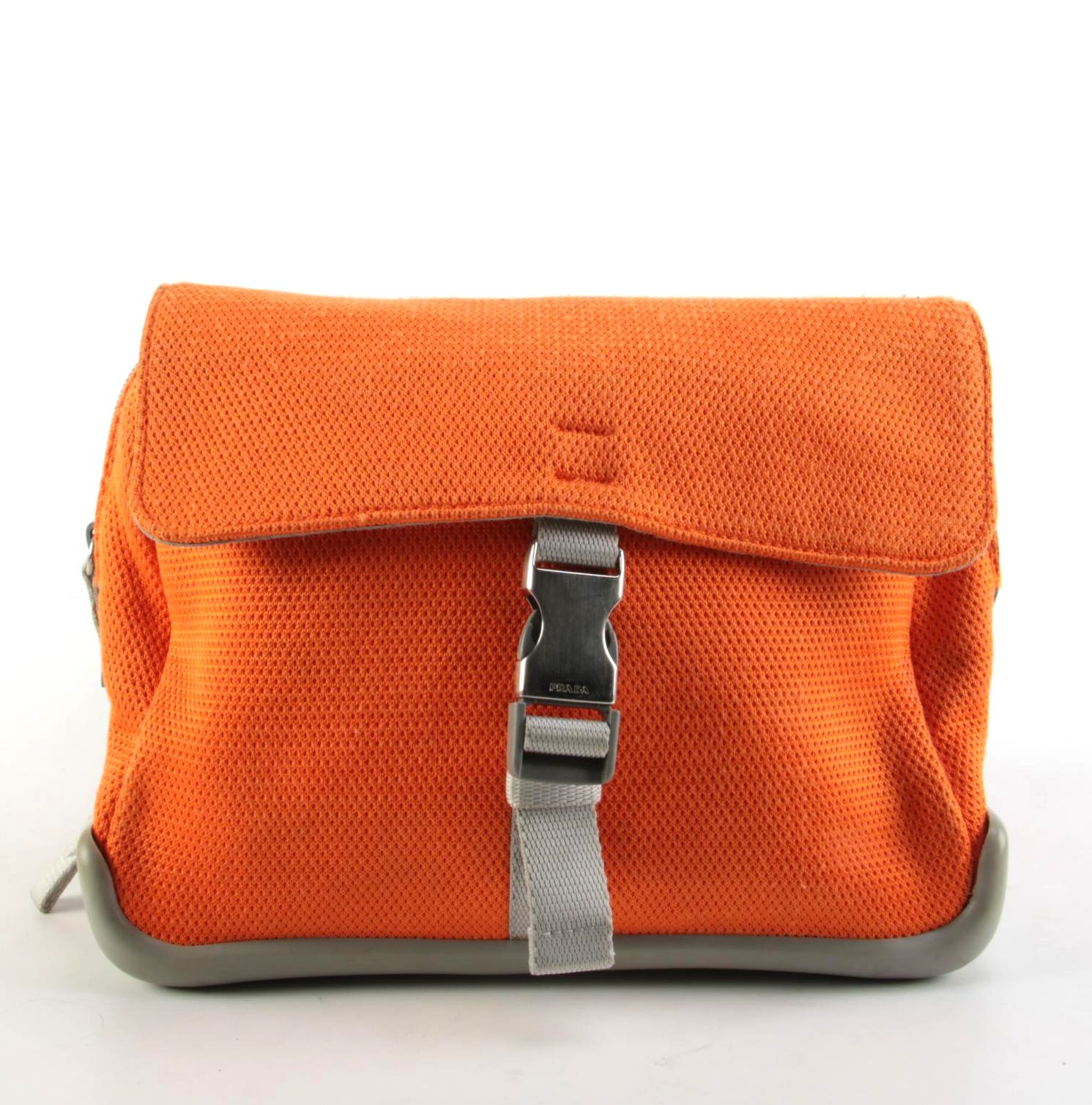Prada Sport Orange and Gray Canvas Shoulder Bag