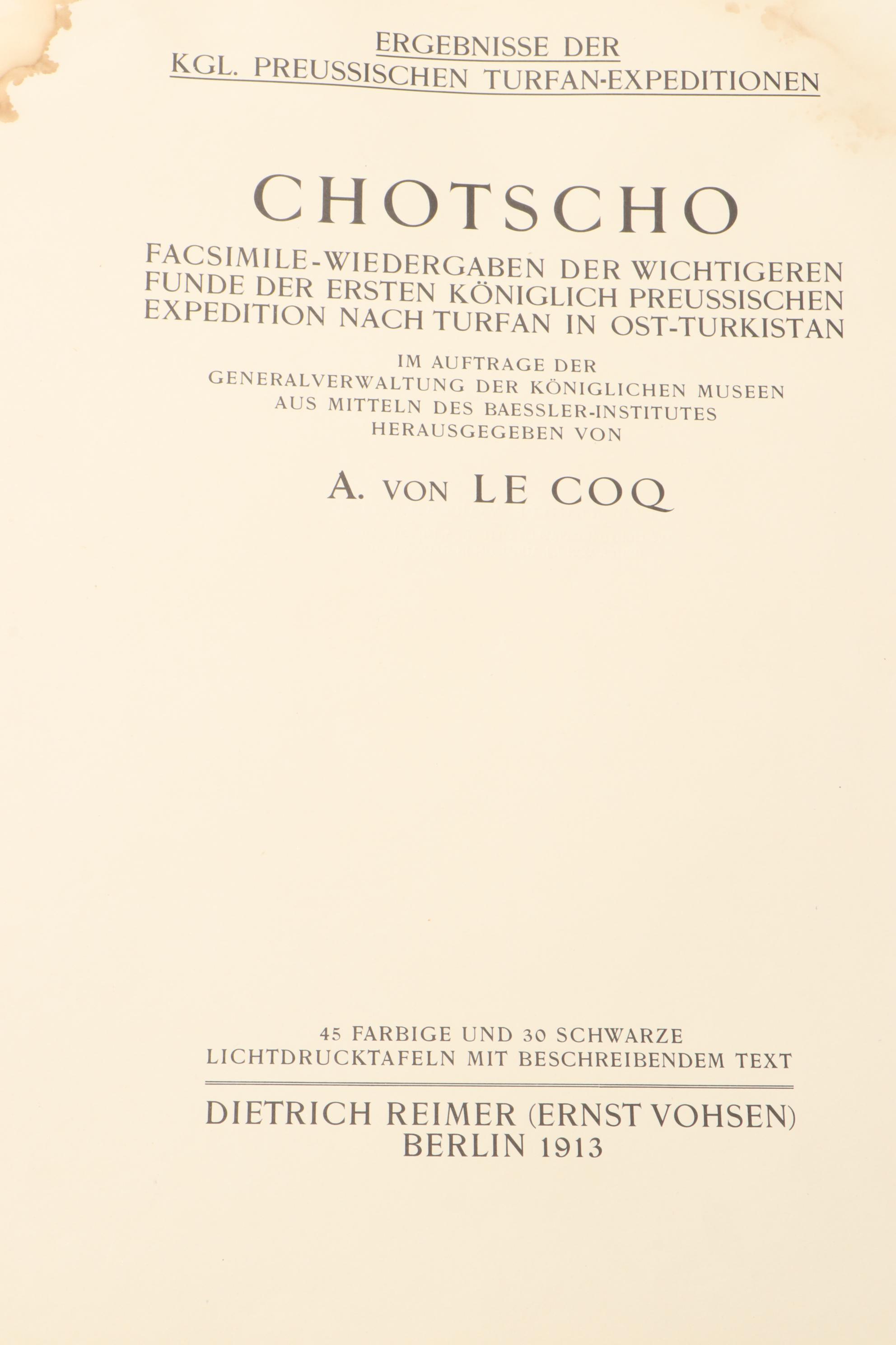 "Chotscho: Koeniglich Preussische Turfan-Expeditionen" by Albert von Le Coq