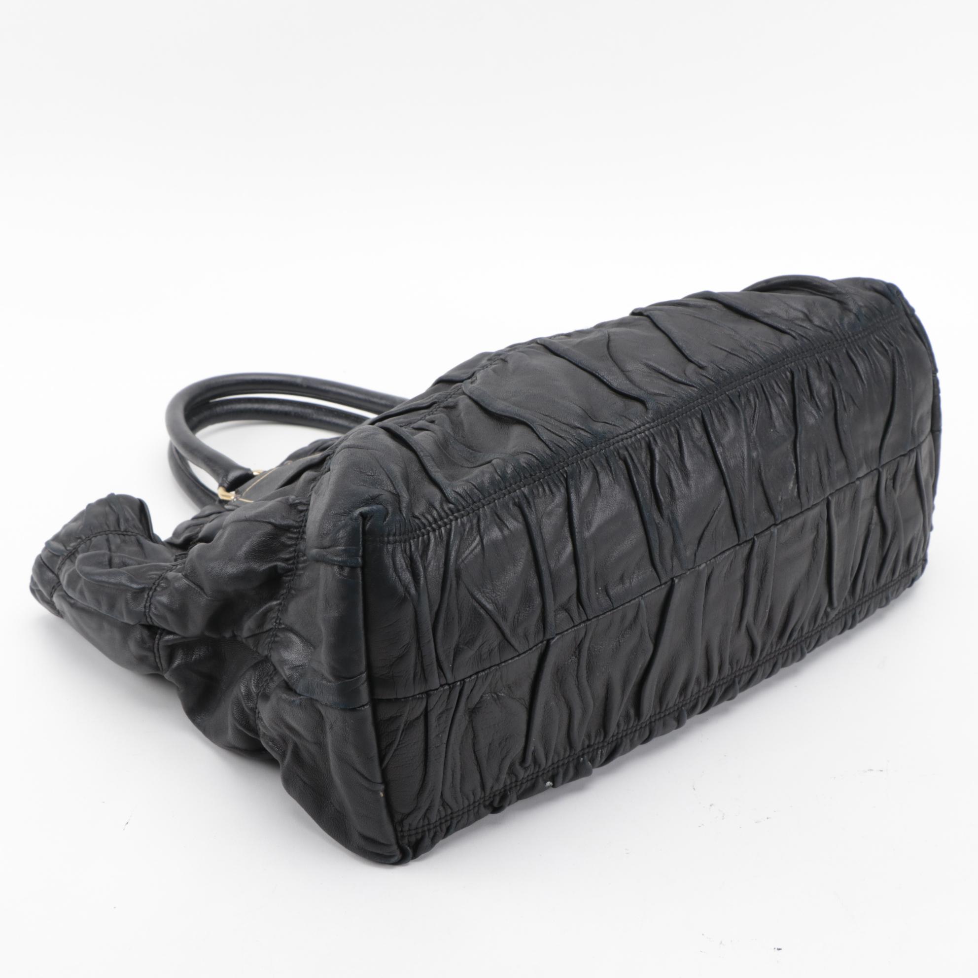 Prada Black Nappa Gaufre and Saffiano Leather Tote Bag