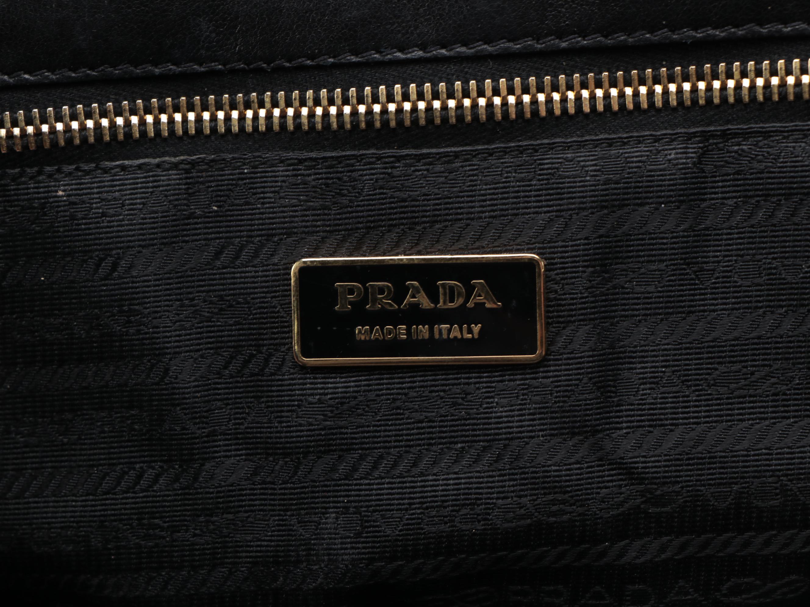 Prada Black Nappa Gaufre and Saffiano Leather Tote Bag