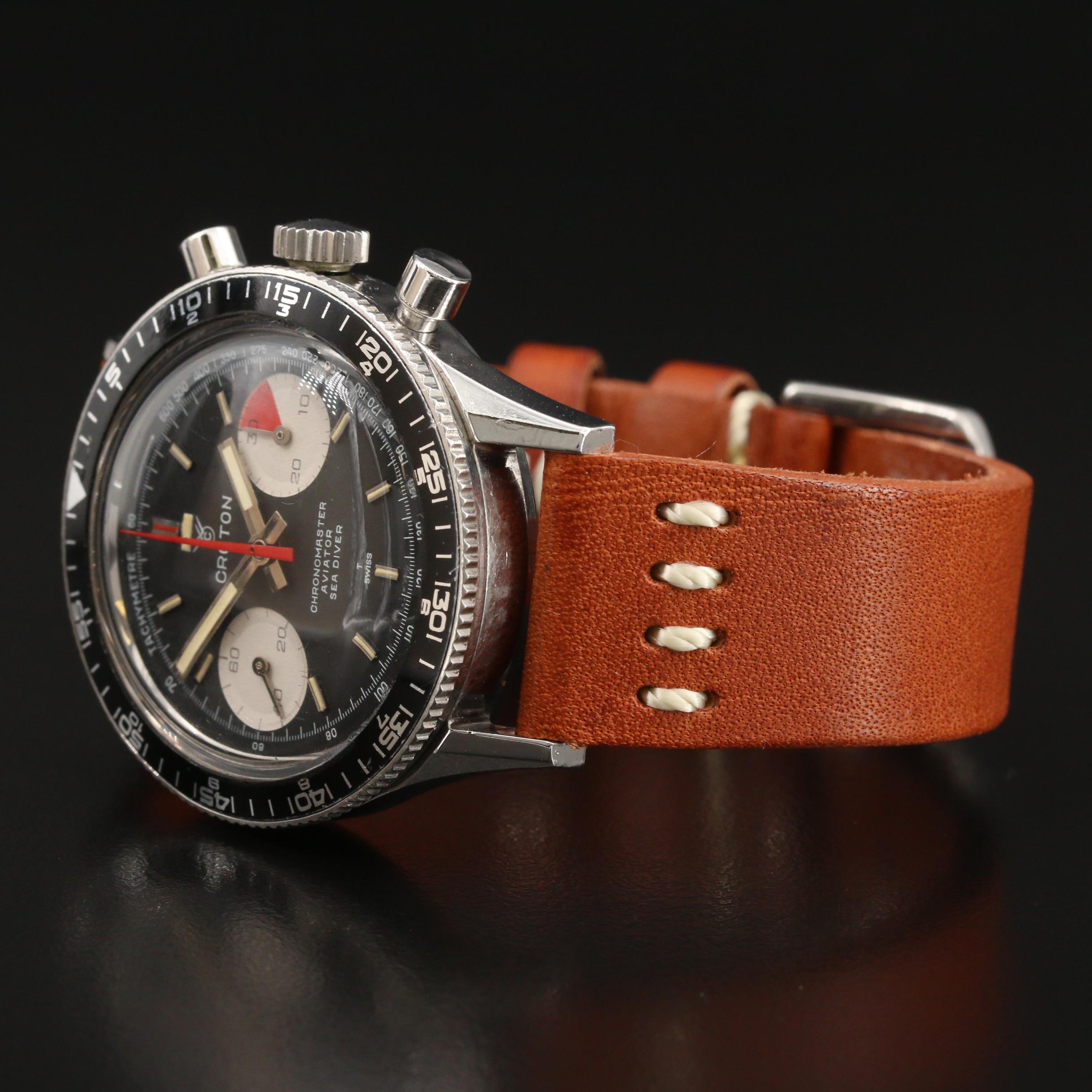 Vintage Croton Chronomaster Aviator Sea Diver Stem Wind Watch