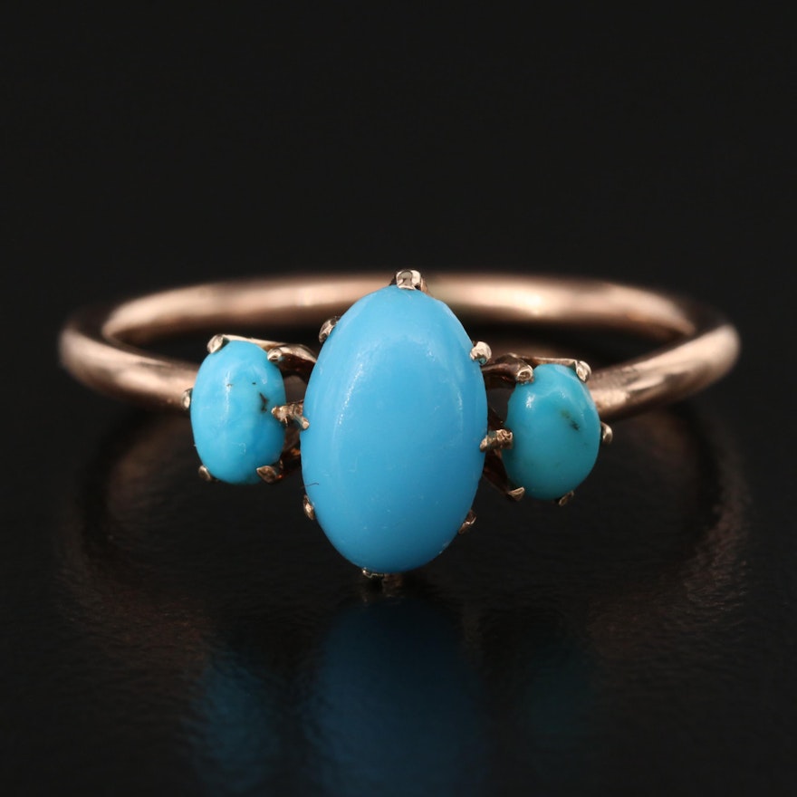 Vintage 10K Imitation Turquoise Ring