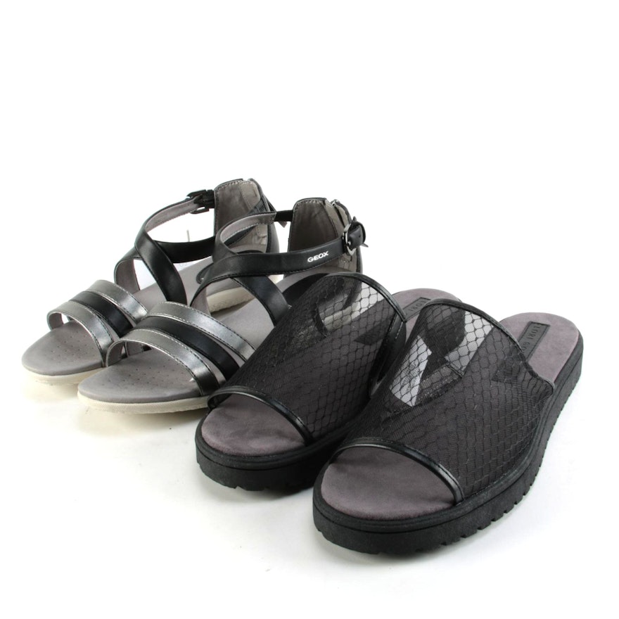 Lori Goldstein Collection and Geox Respira Black Sandals and Slides