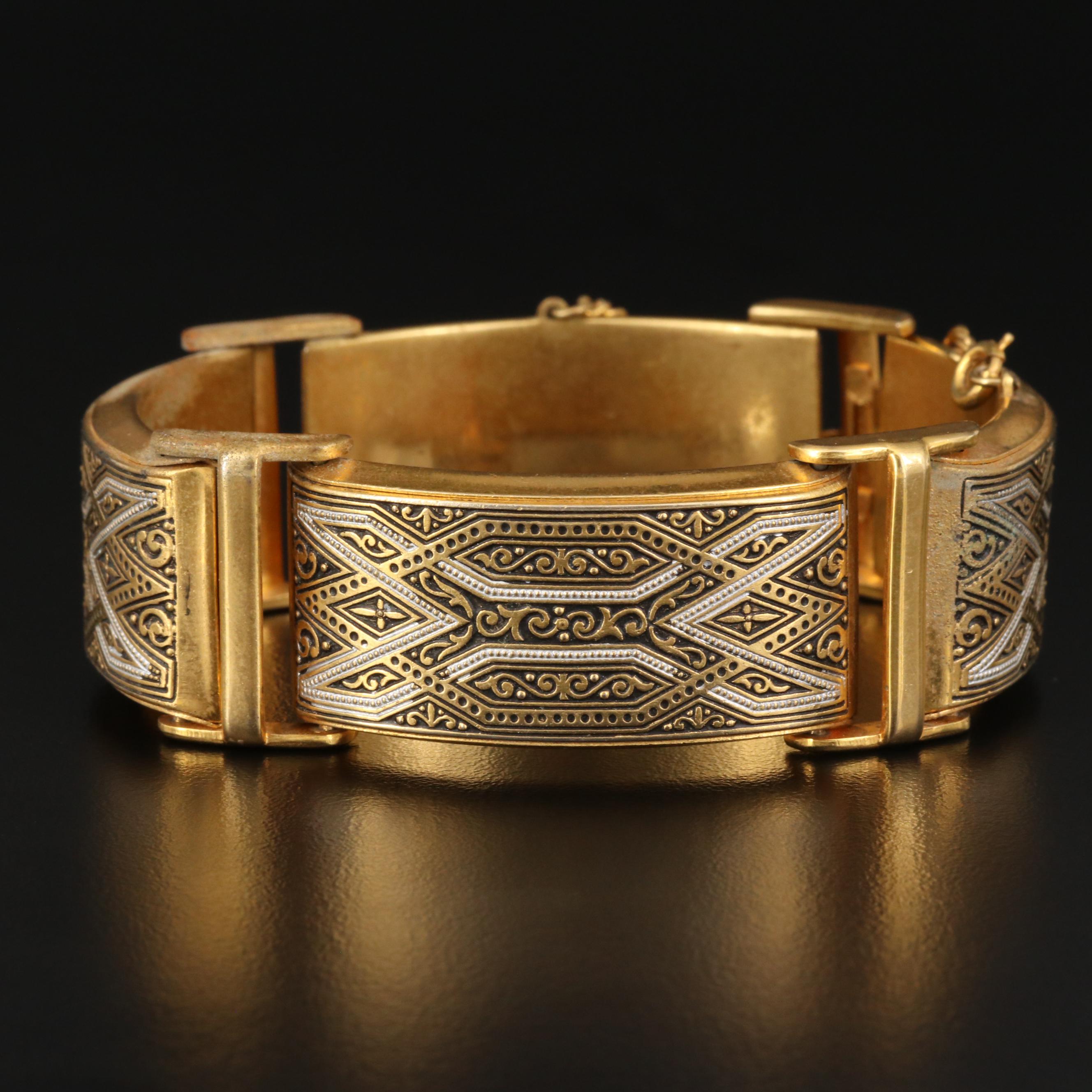 Vintage Damascene Panel Bracelet