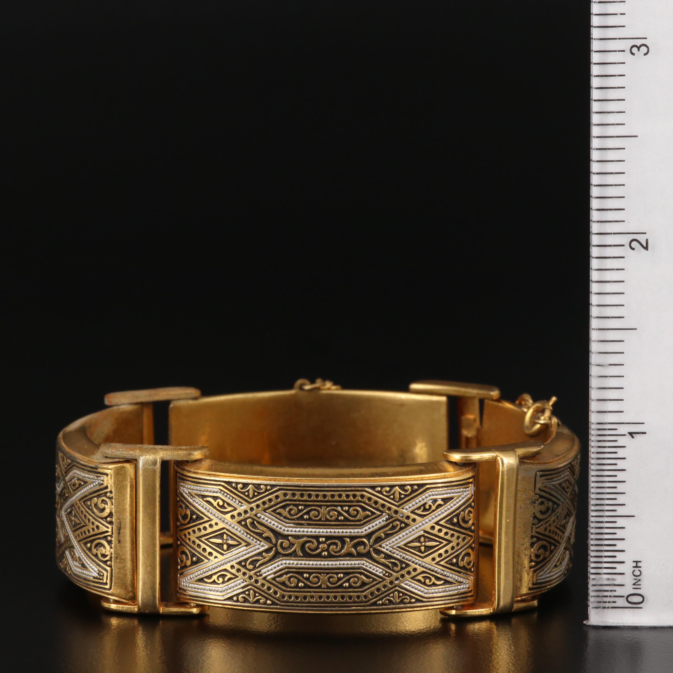 Vintage Damascene Panel Bracelet